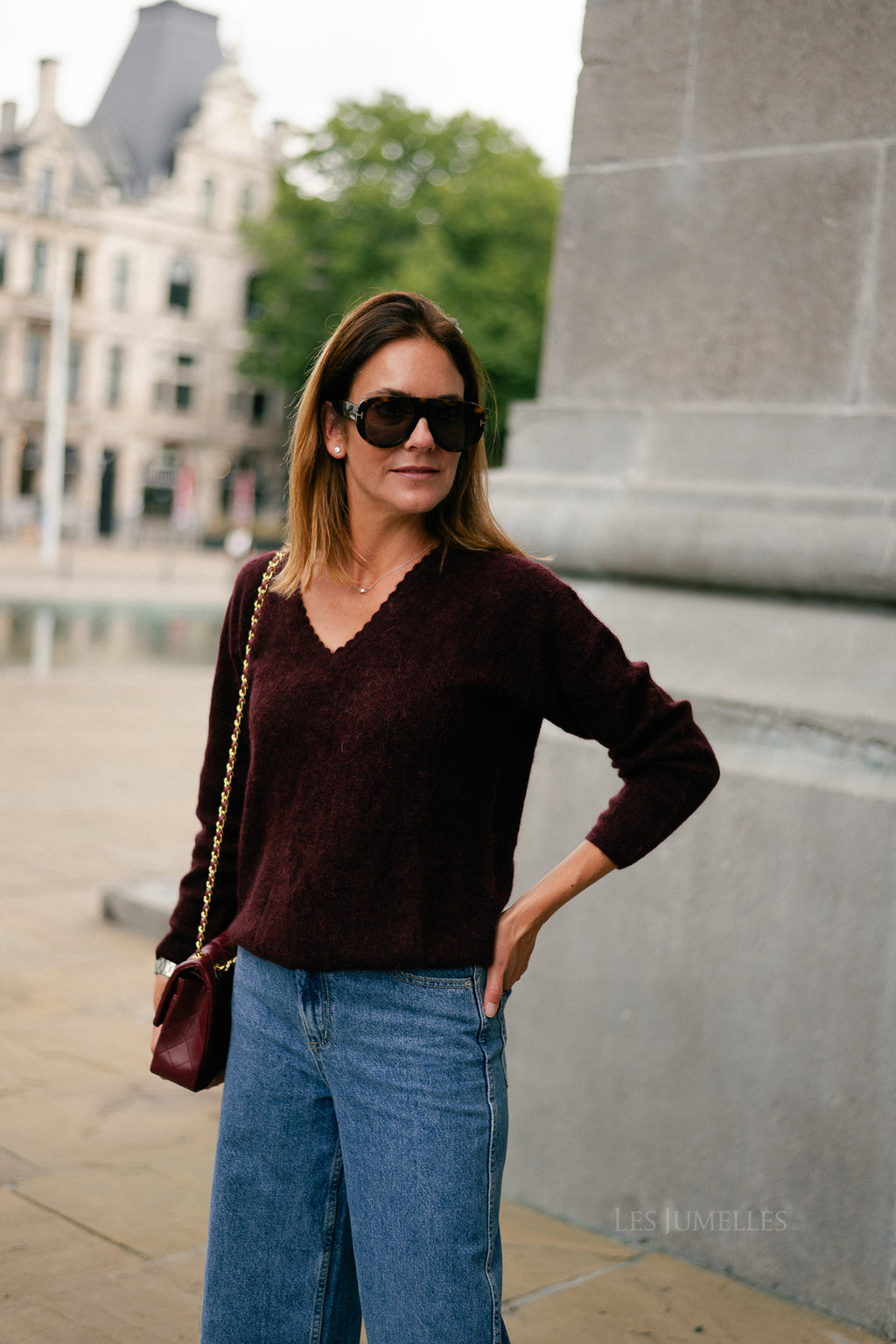Eunice V-neck jumper burgundy