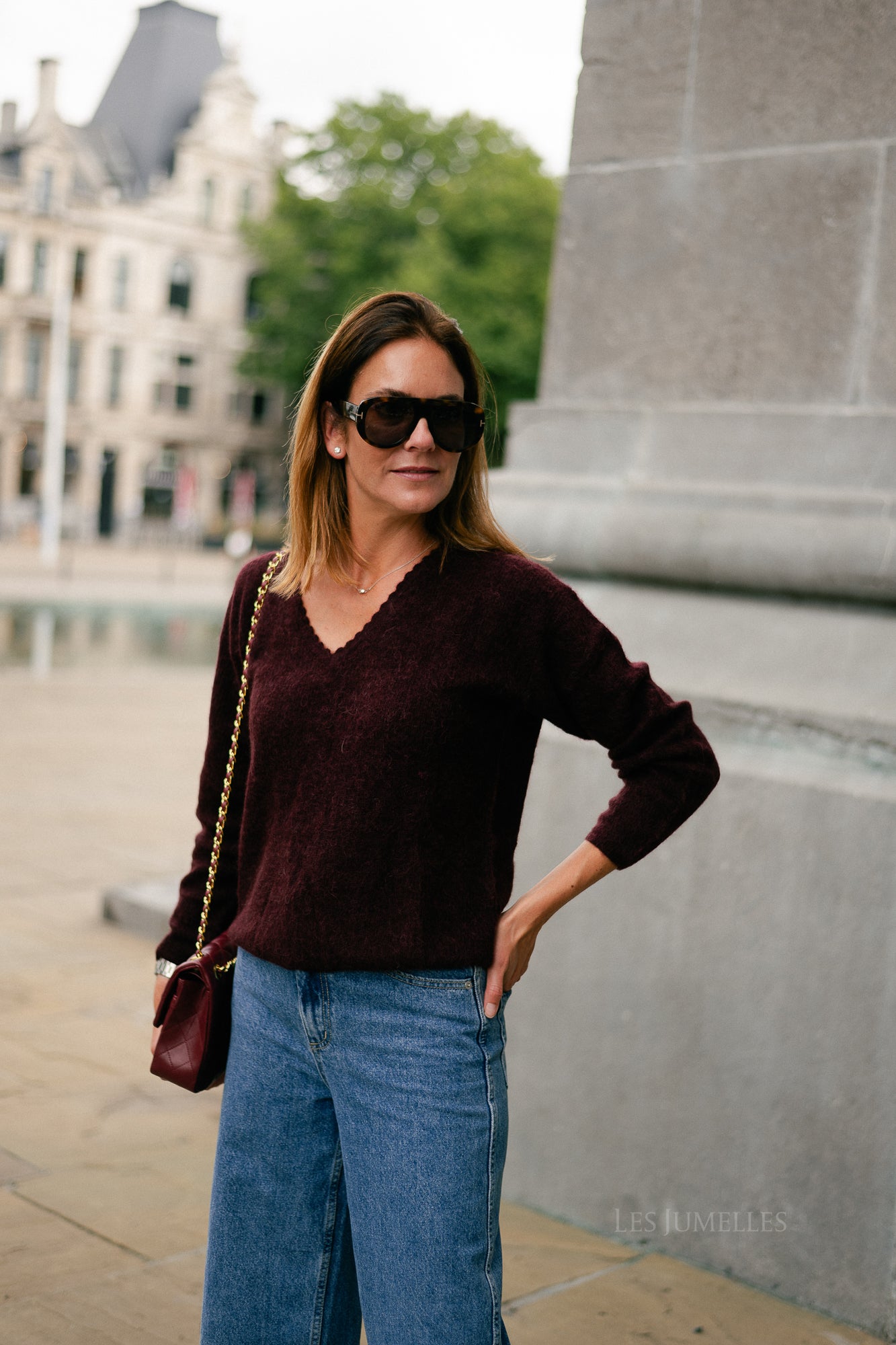 Eunice V-neck jumper burgundy