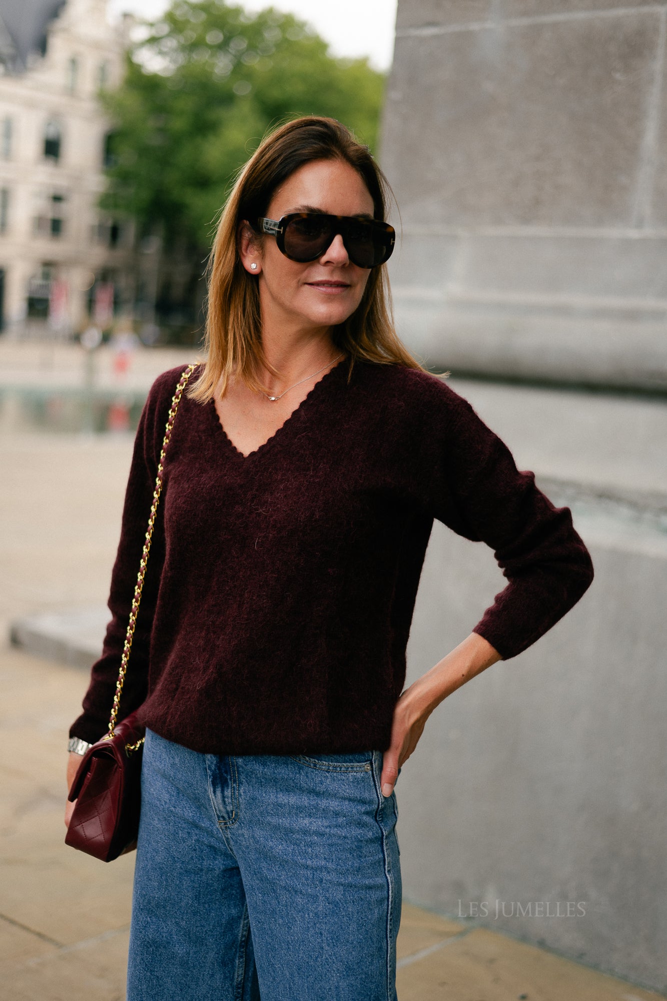 Eunice V-neck jumper burgundy