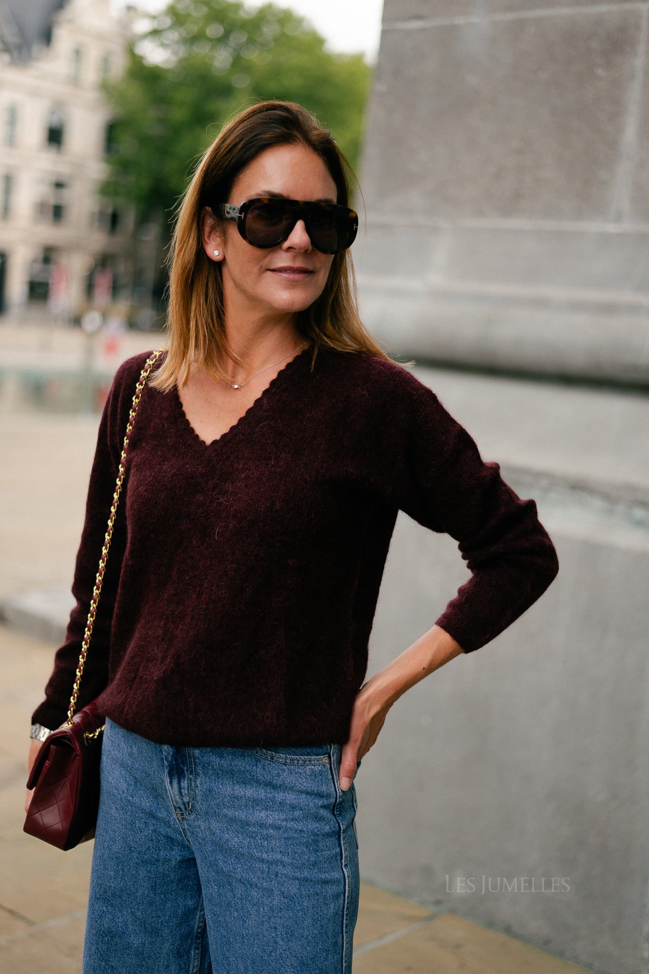 Eunice V-neck jumper burgundy