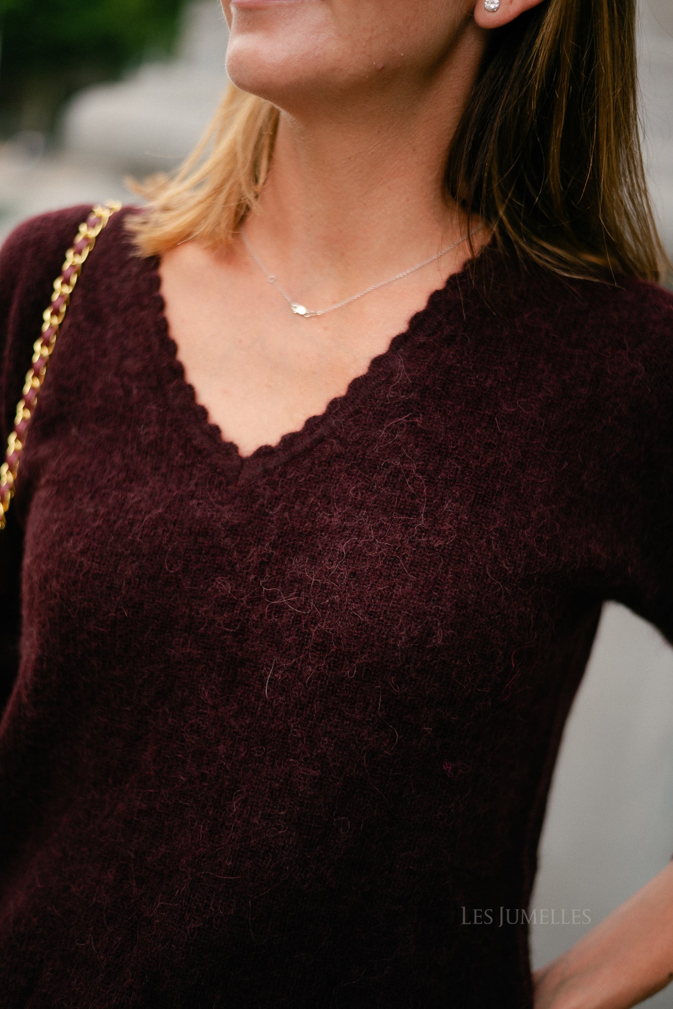 Eunice V-neck jumper burgundy