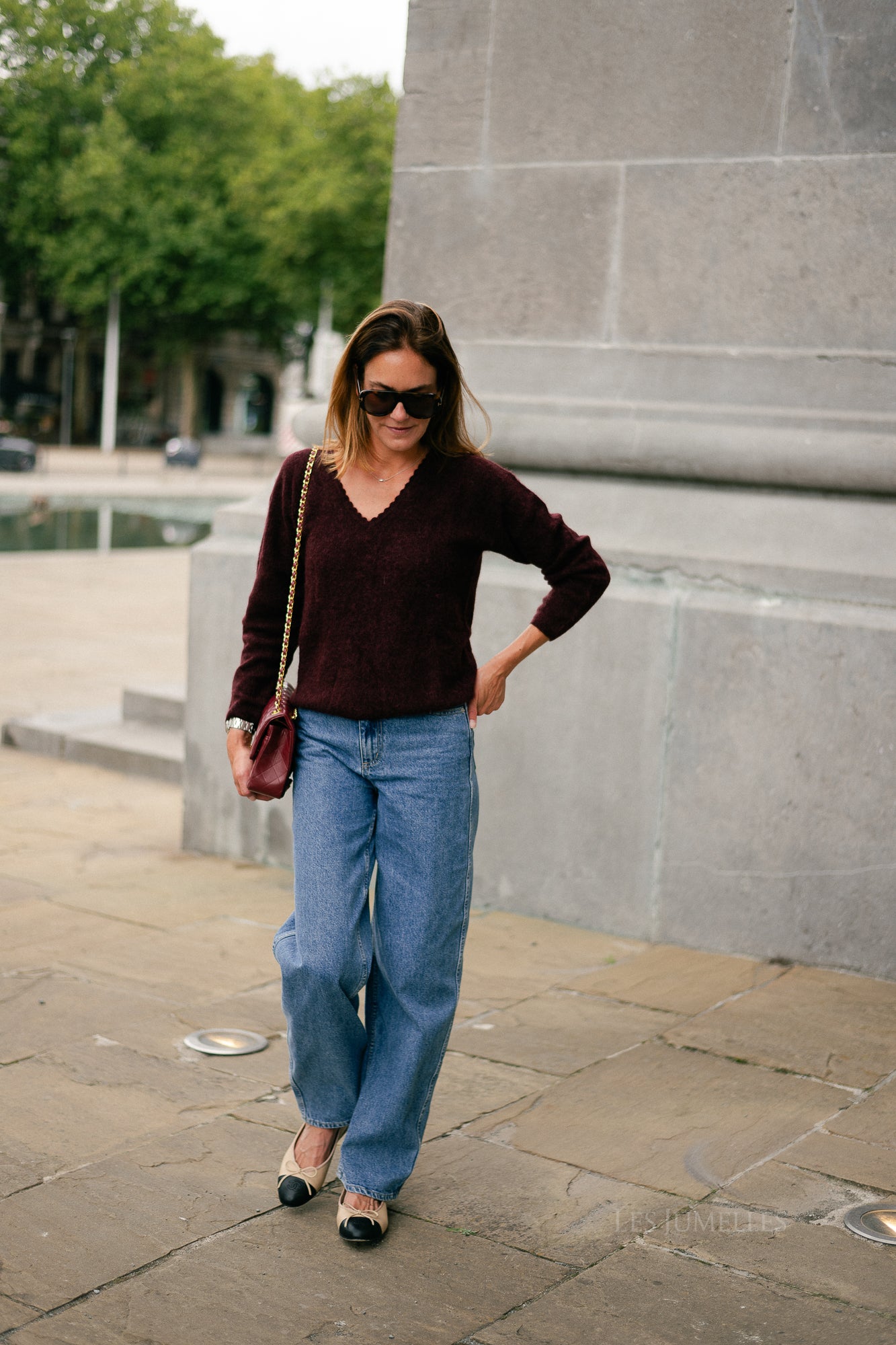 Eunice V-neck jumper burgundy