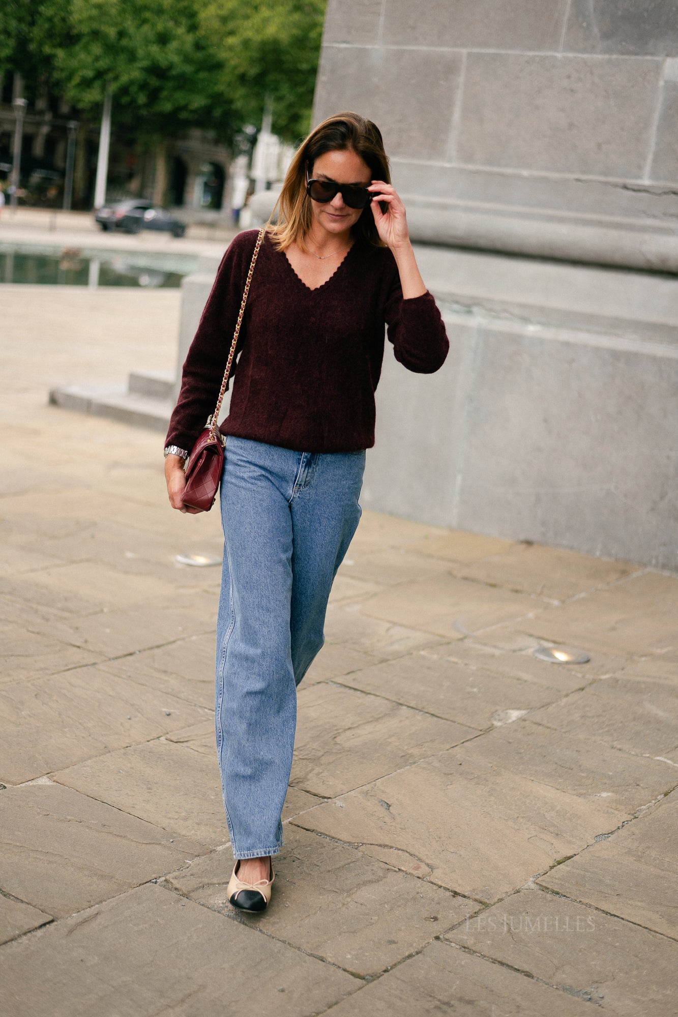 Eunice V-neck jumper burgundy