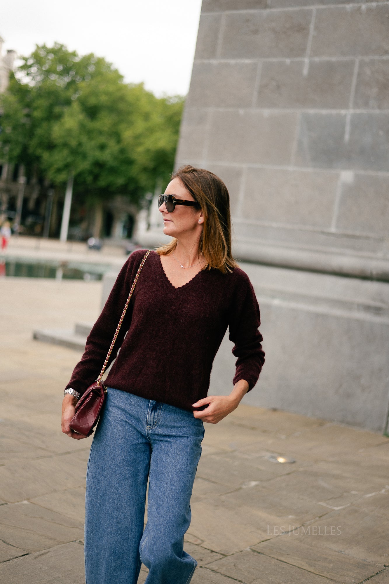 Eunice V-neck jumper burgundy