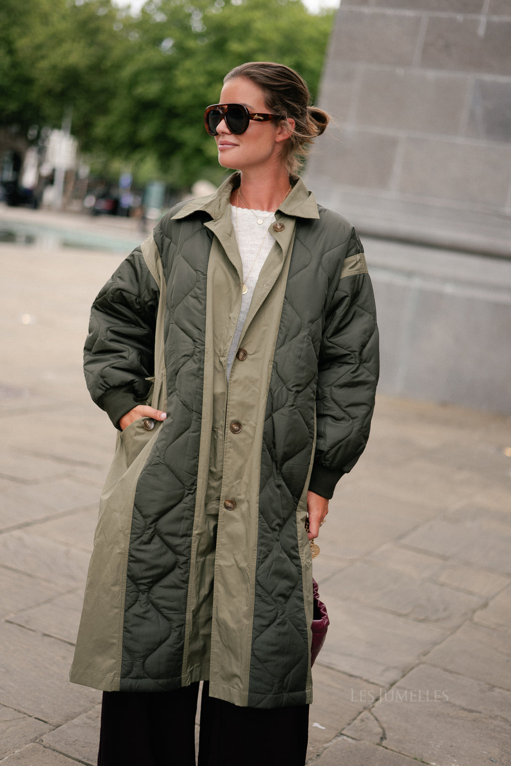 Axelle quilted coat khaki