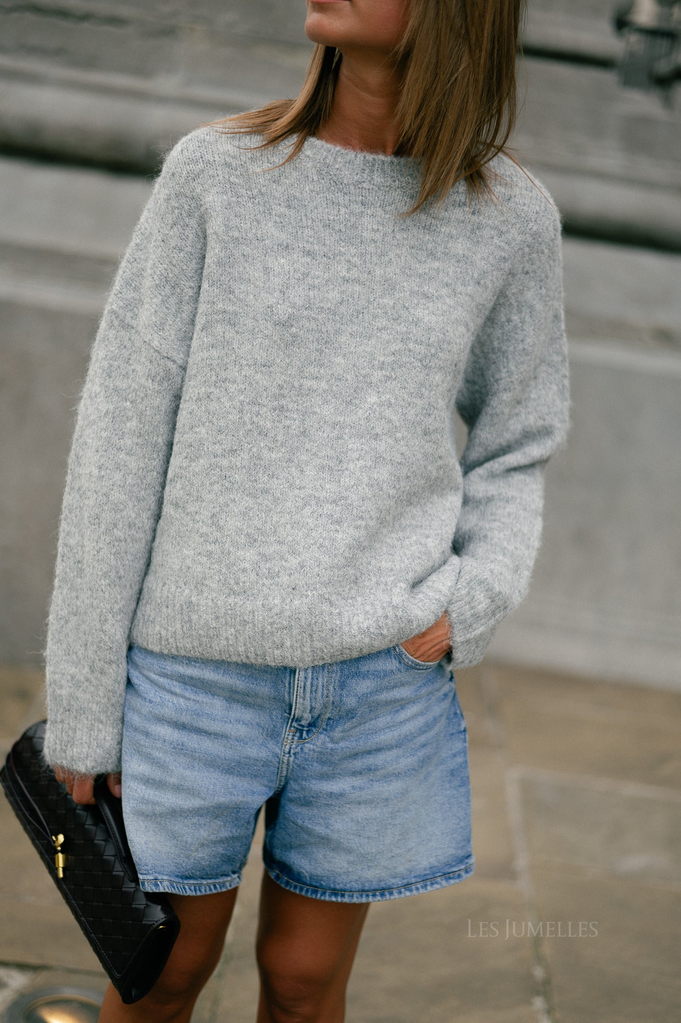 OBJSaggia LS pullover medium grey melange