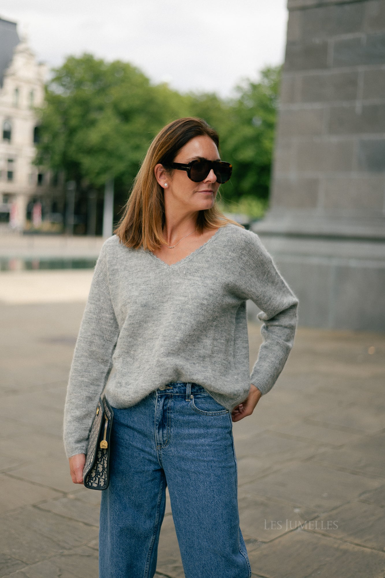Eunice V-neck jumper anthracite grey