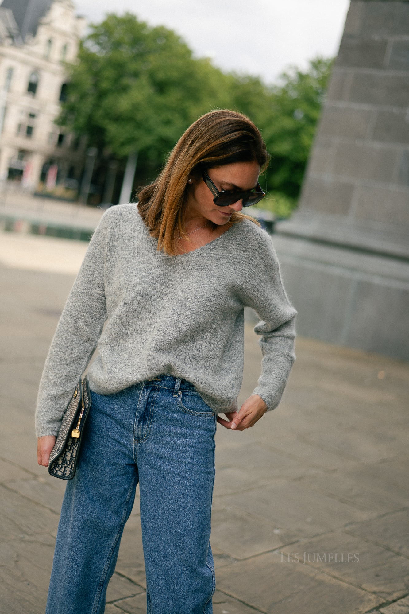 Eunice V-neck jumper anthracite grey