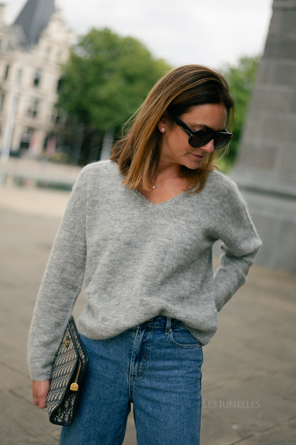Eunice V-neck jumper anthracite grey