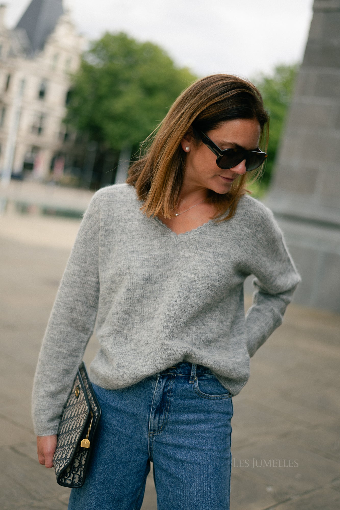 Eunice V-neck jumper anthracite grey