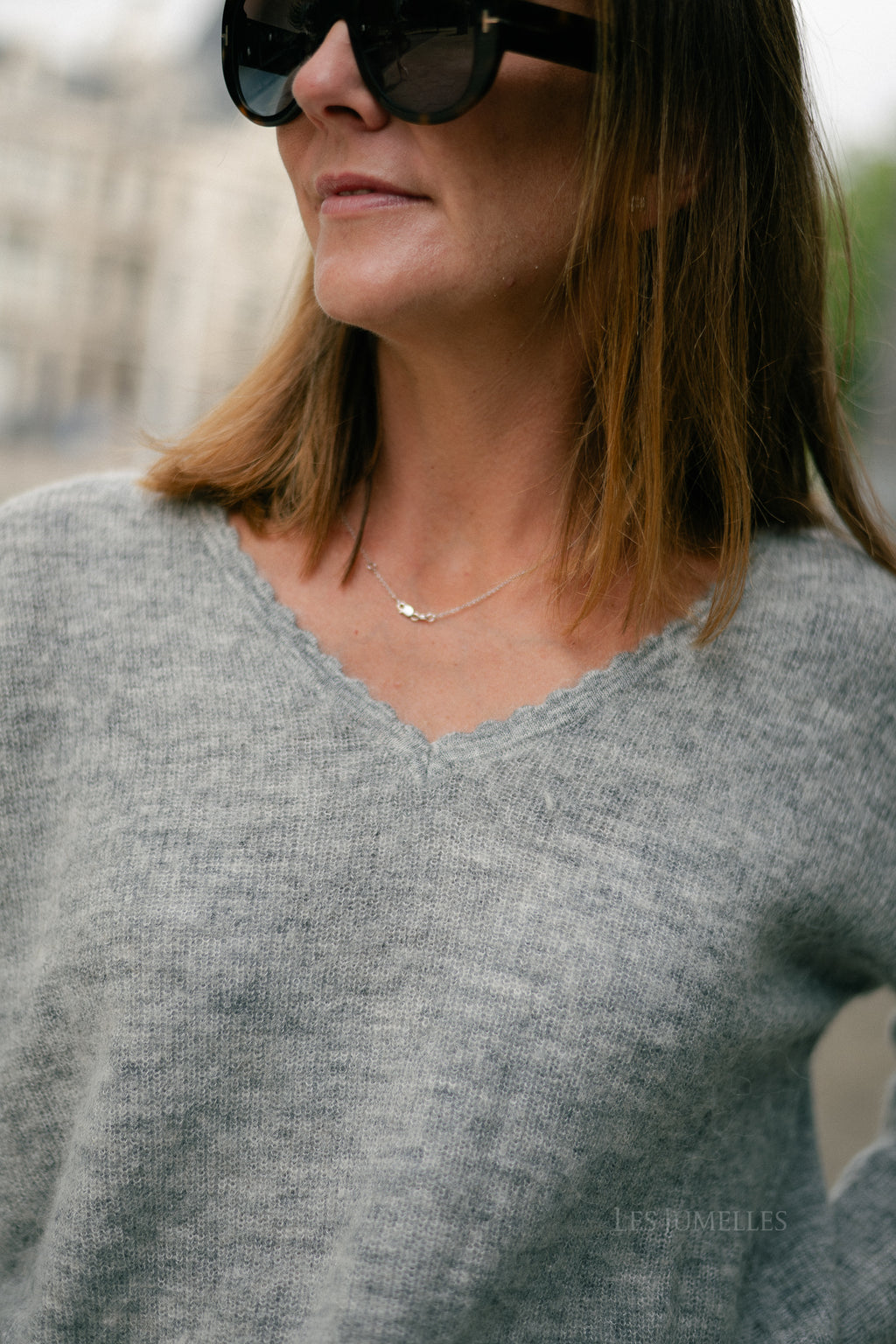 Eunice V-neck jumper anthracite grey