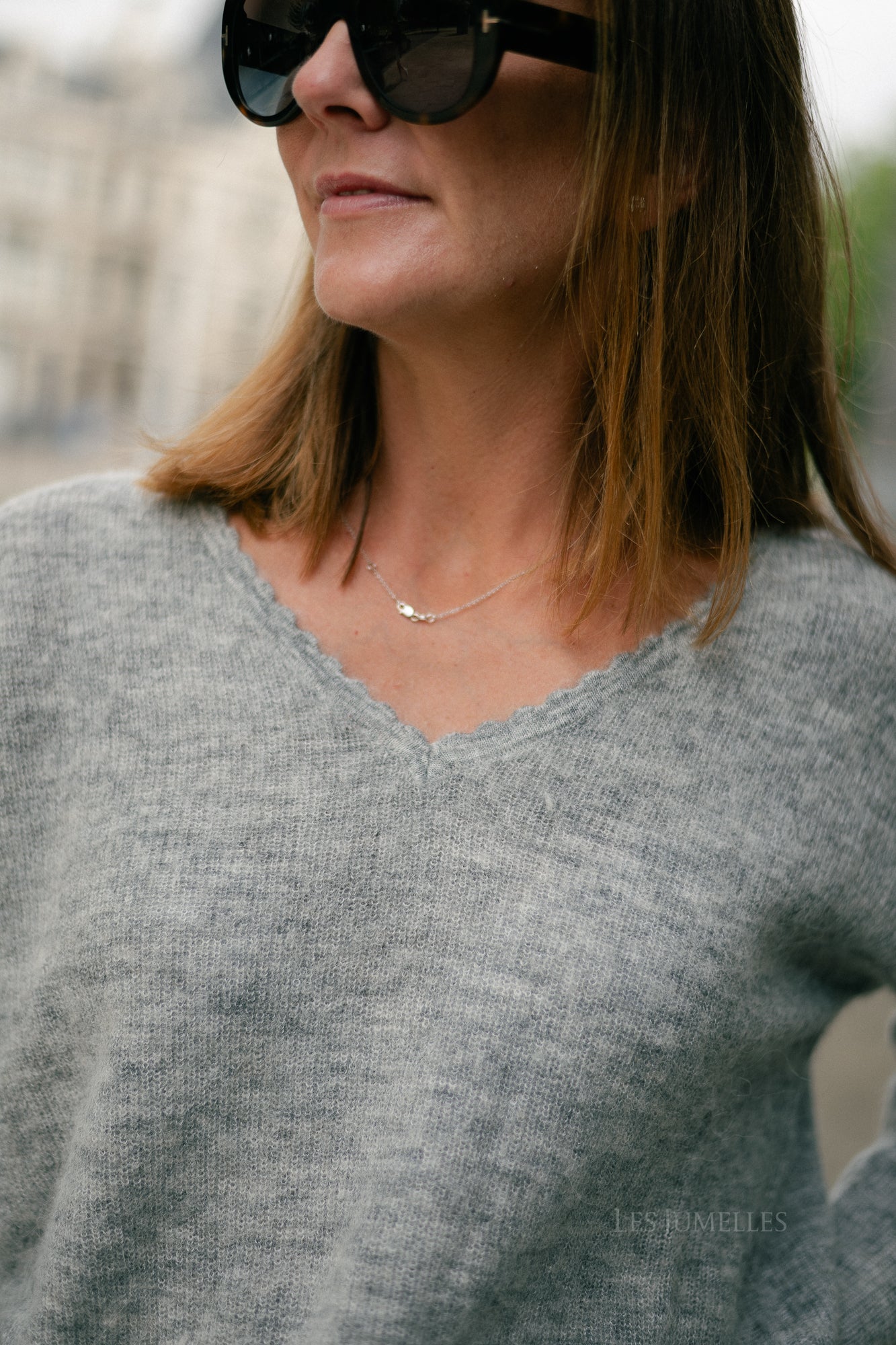 Eunice V-neck jumper anthracite grey
