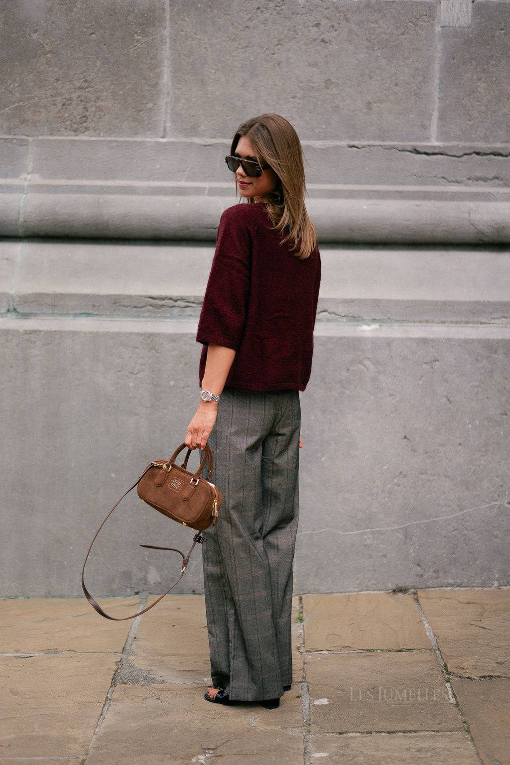 OBJLisa wide pant black humus/tannin