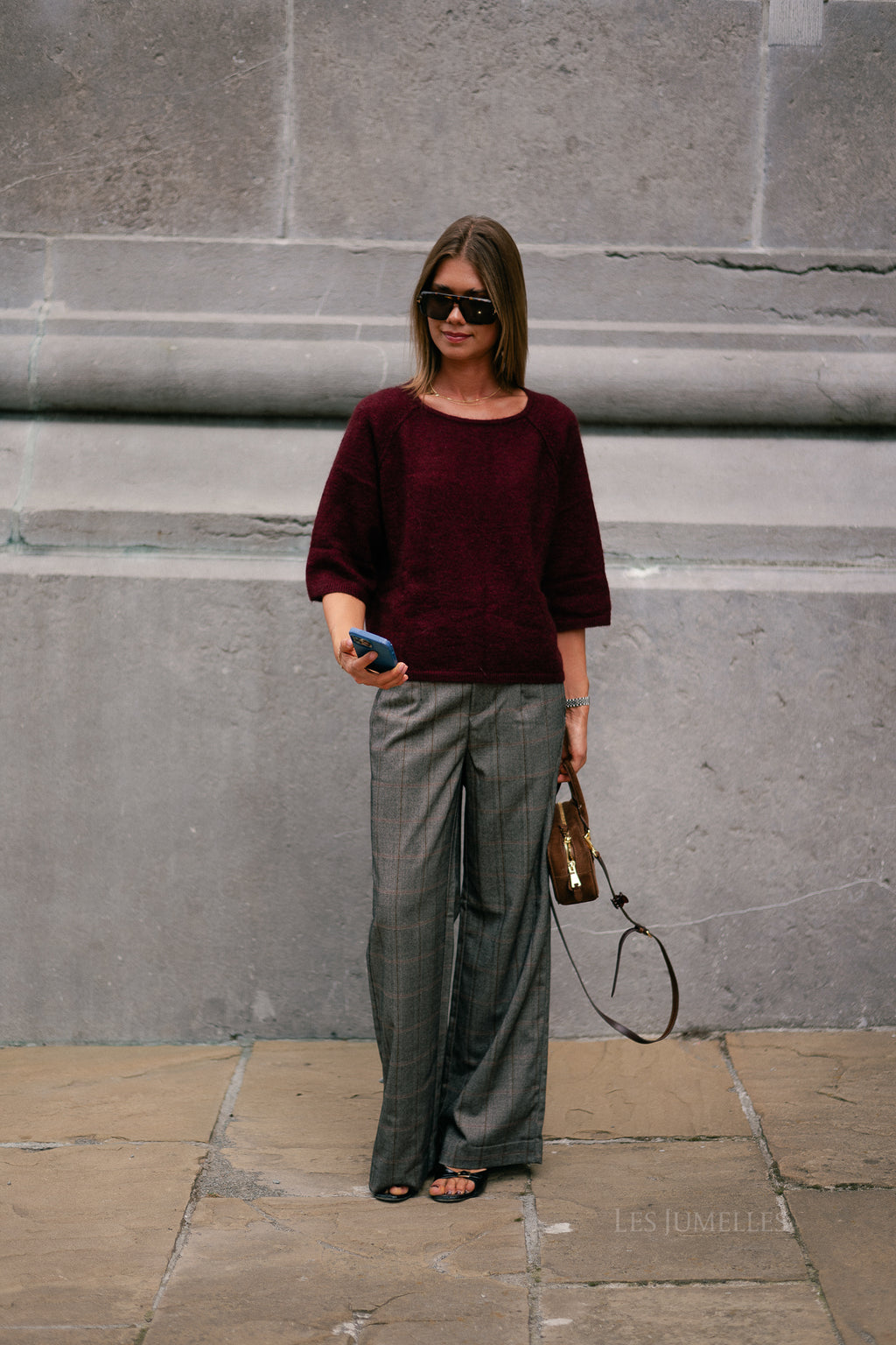 OBJLisa wide pant black humus/tannin