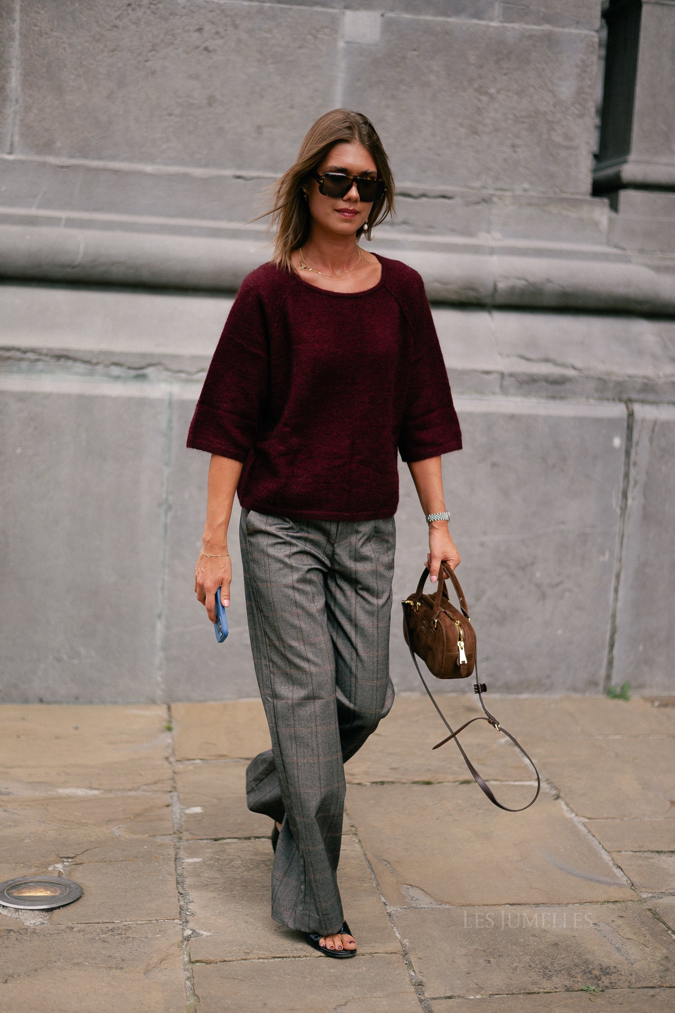 OBJLisa wide pant black humus/tannin