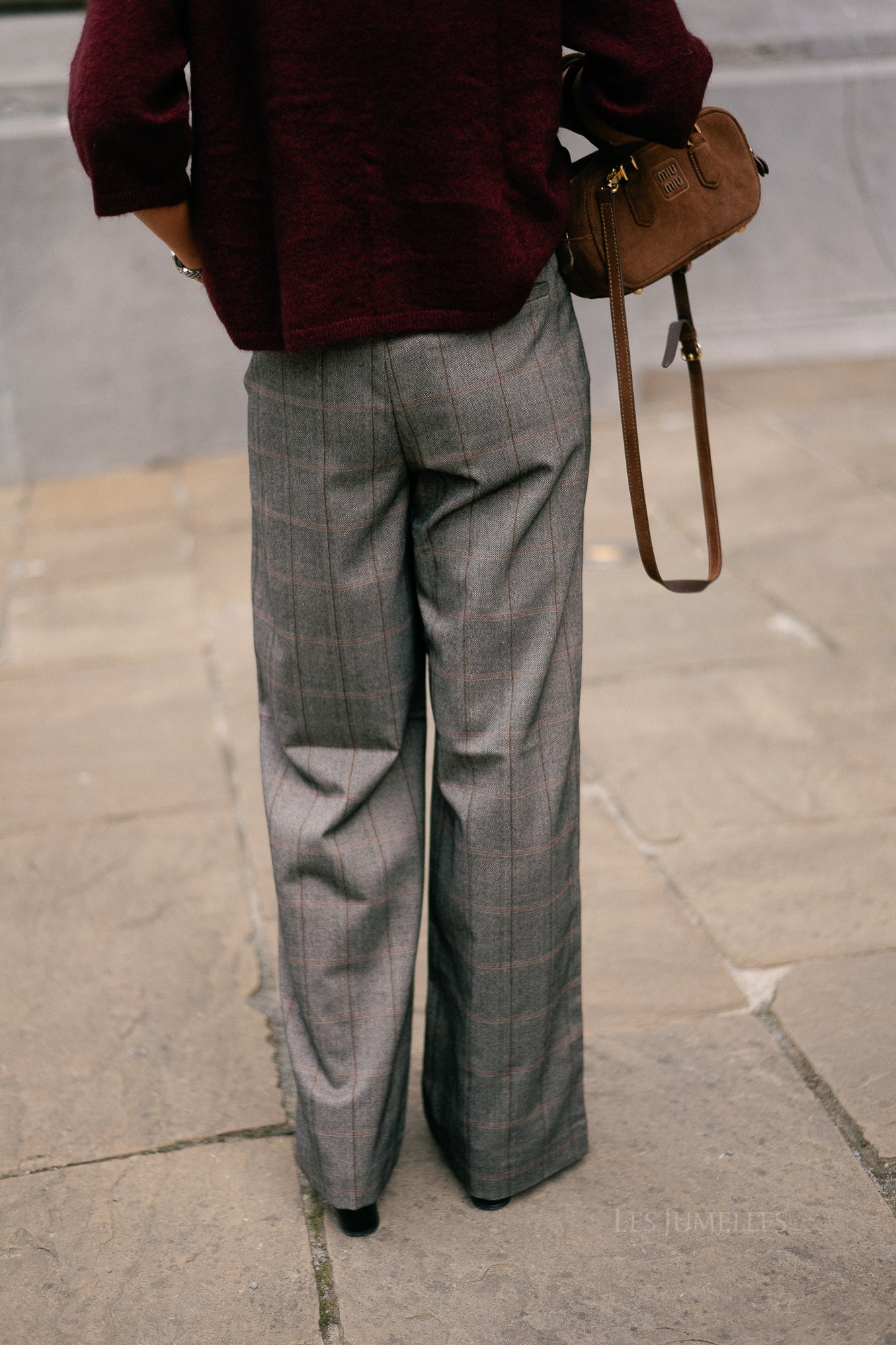 OBJLisa wide pant black humus/tannin