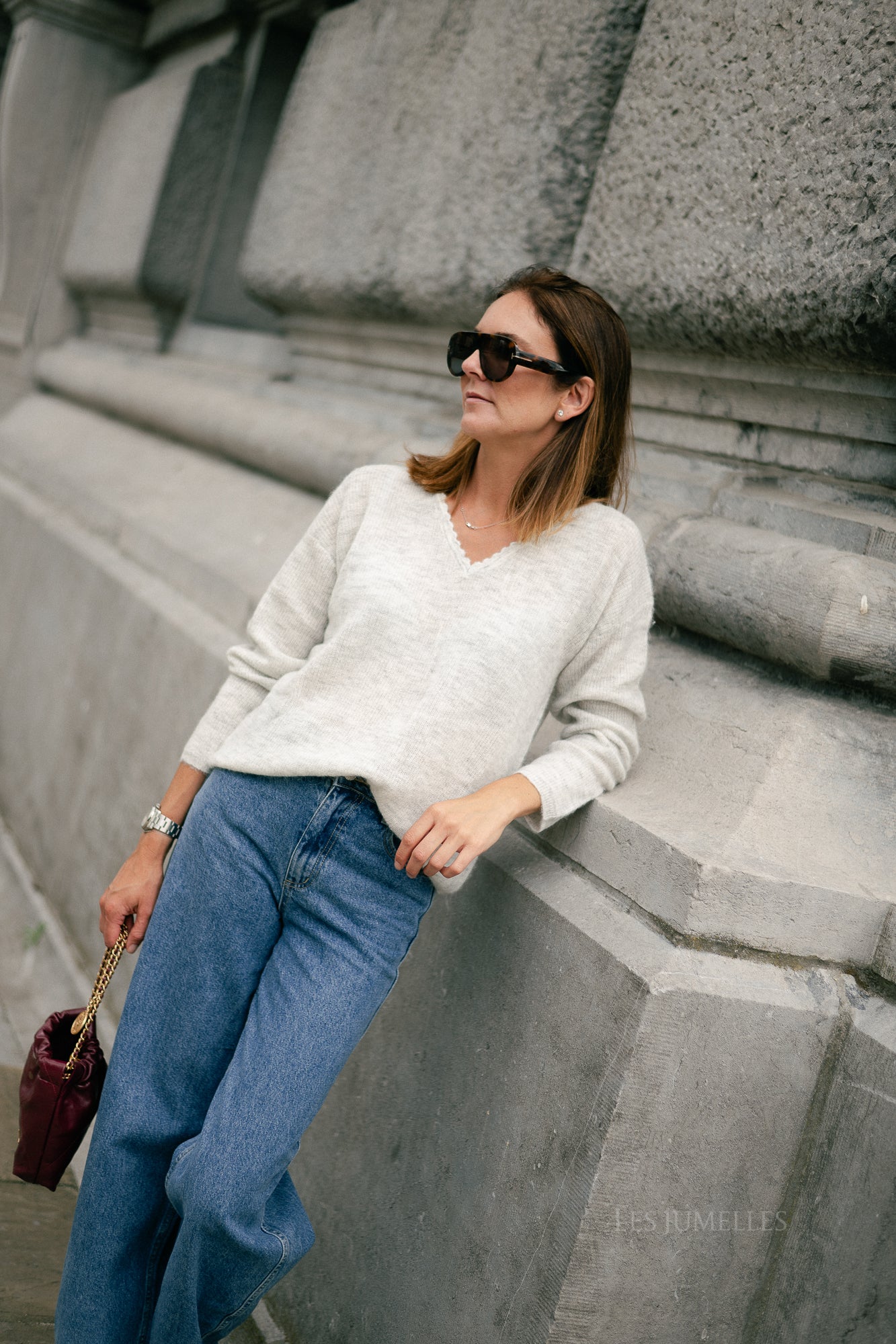 Eunice V-neck jumper light grey