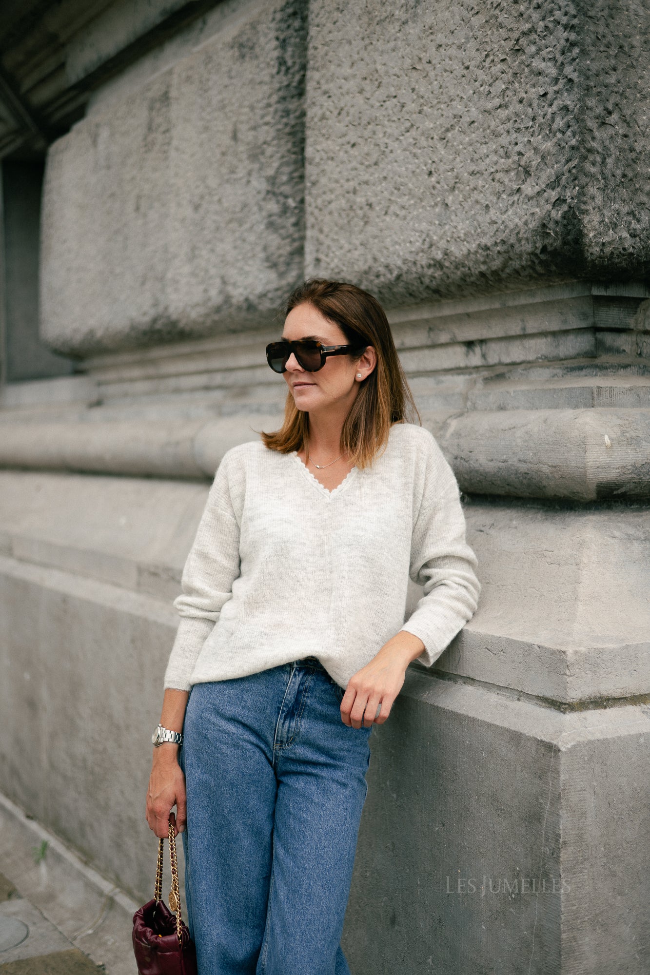 Eunice V-neck jumper light grey
