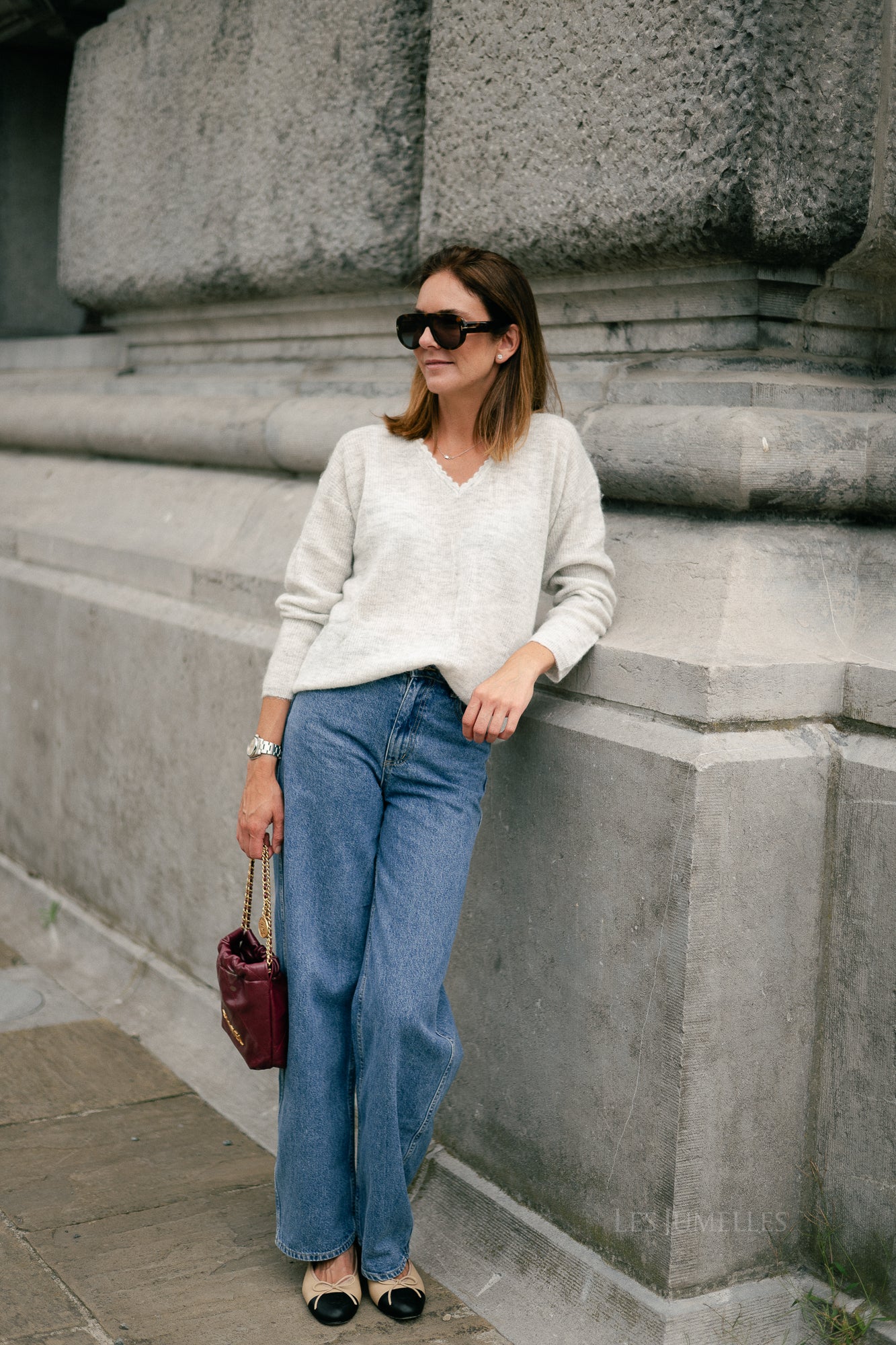 Eunice V-neck jumper light grey