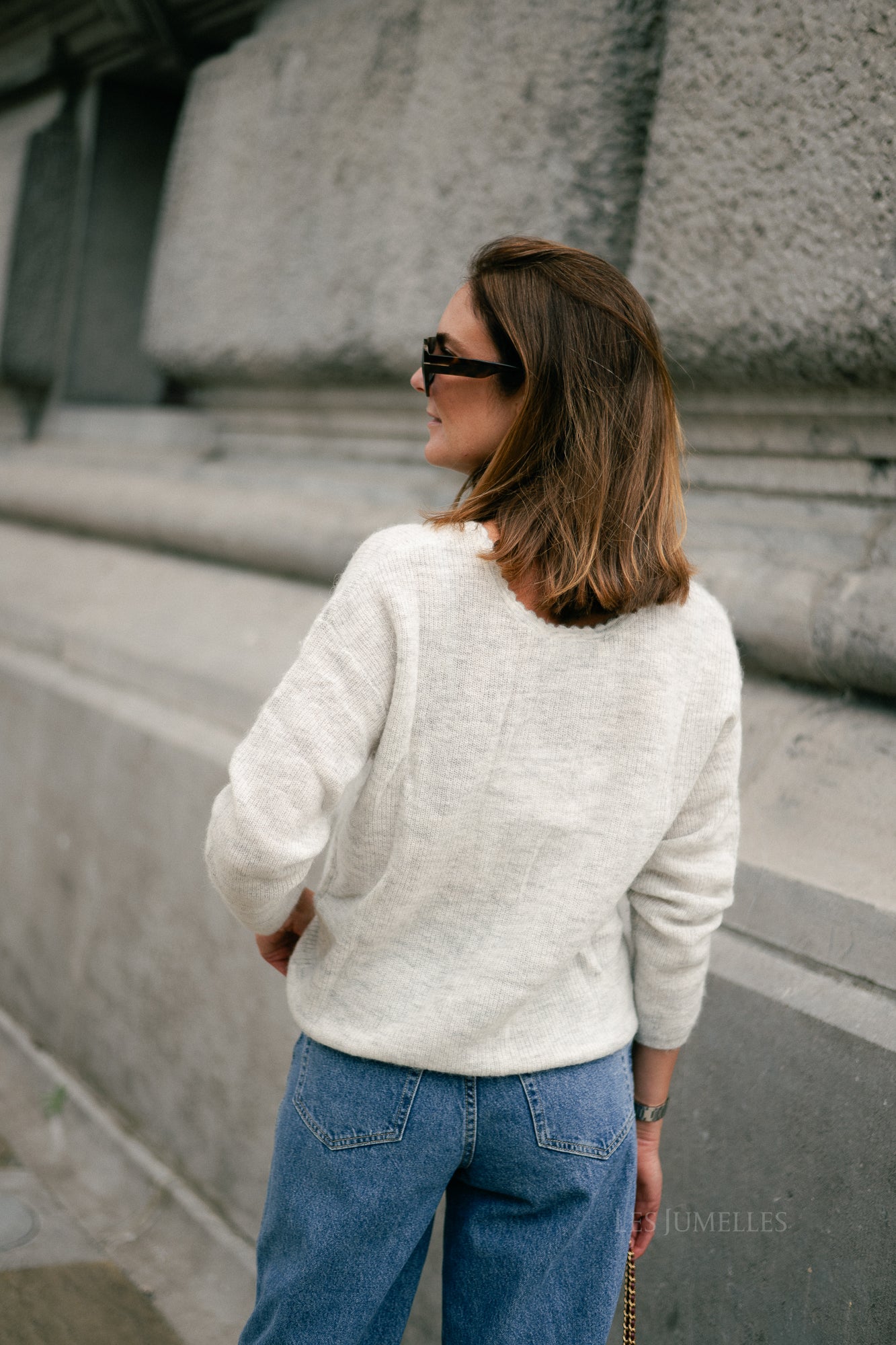 Eunice V-neck jumper light grey