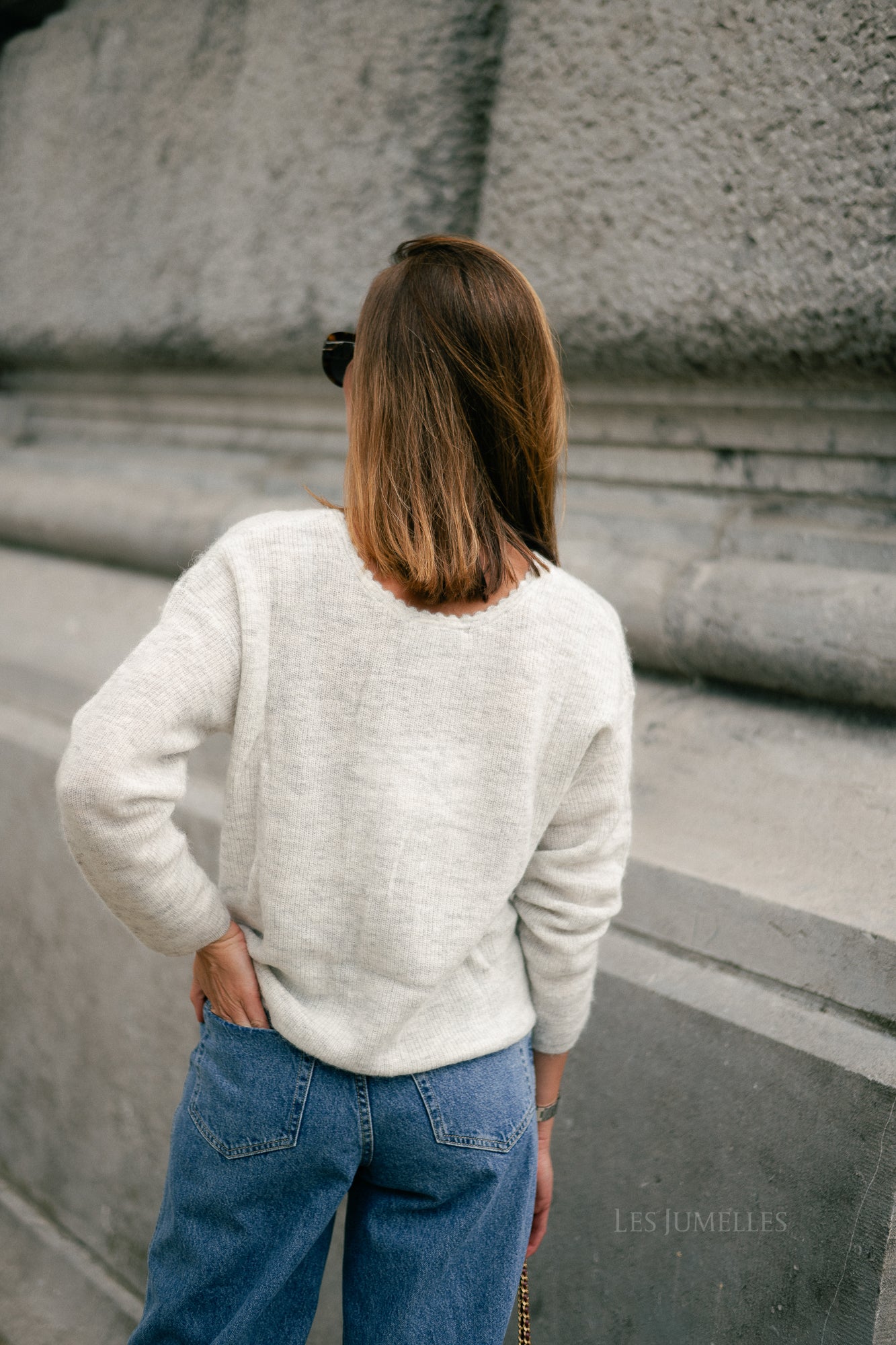 Eunice V-neck jumper light grey