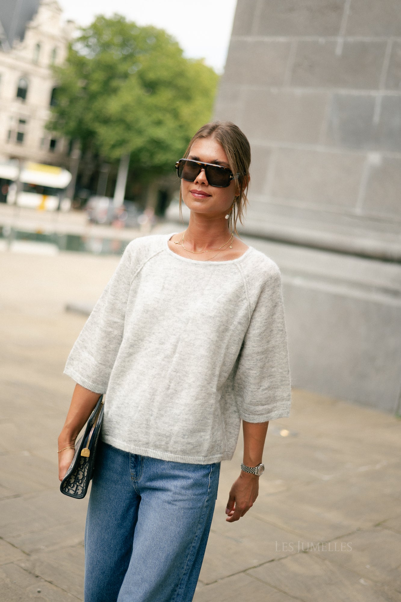 Marine mohair jumper light grey