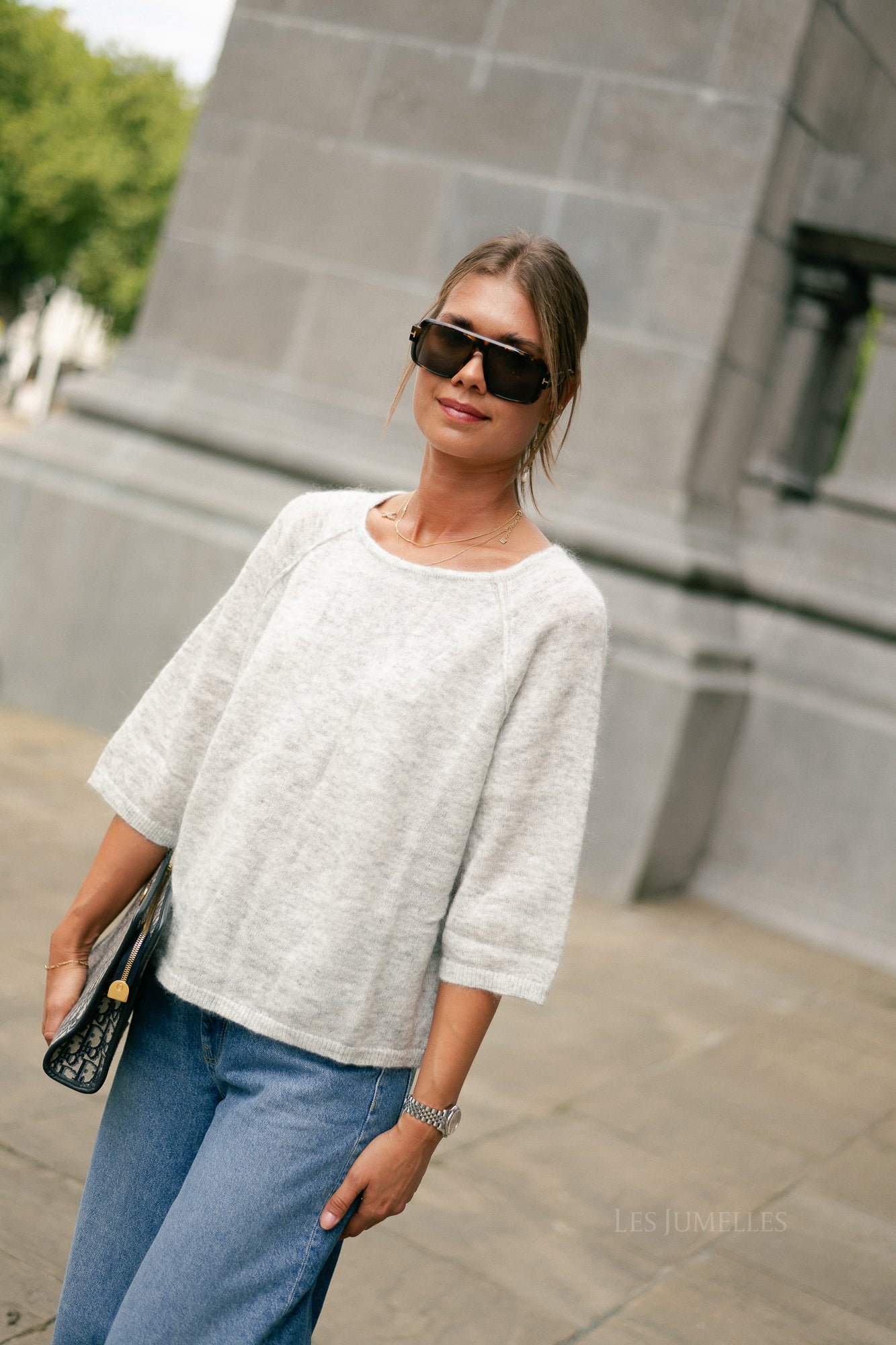 Marine mohair jumper light grey