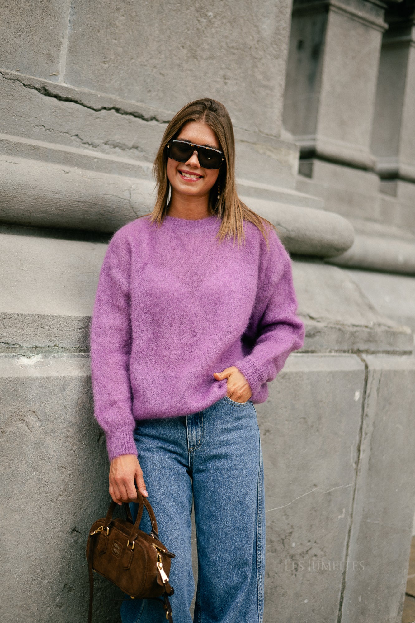 Jenna LS knitted jumper mauve