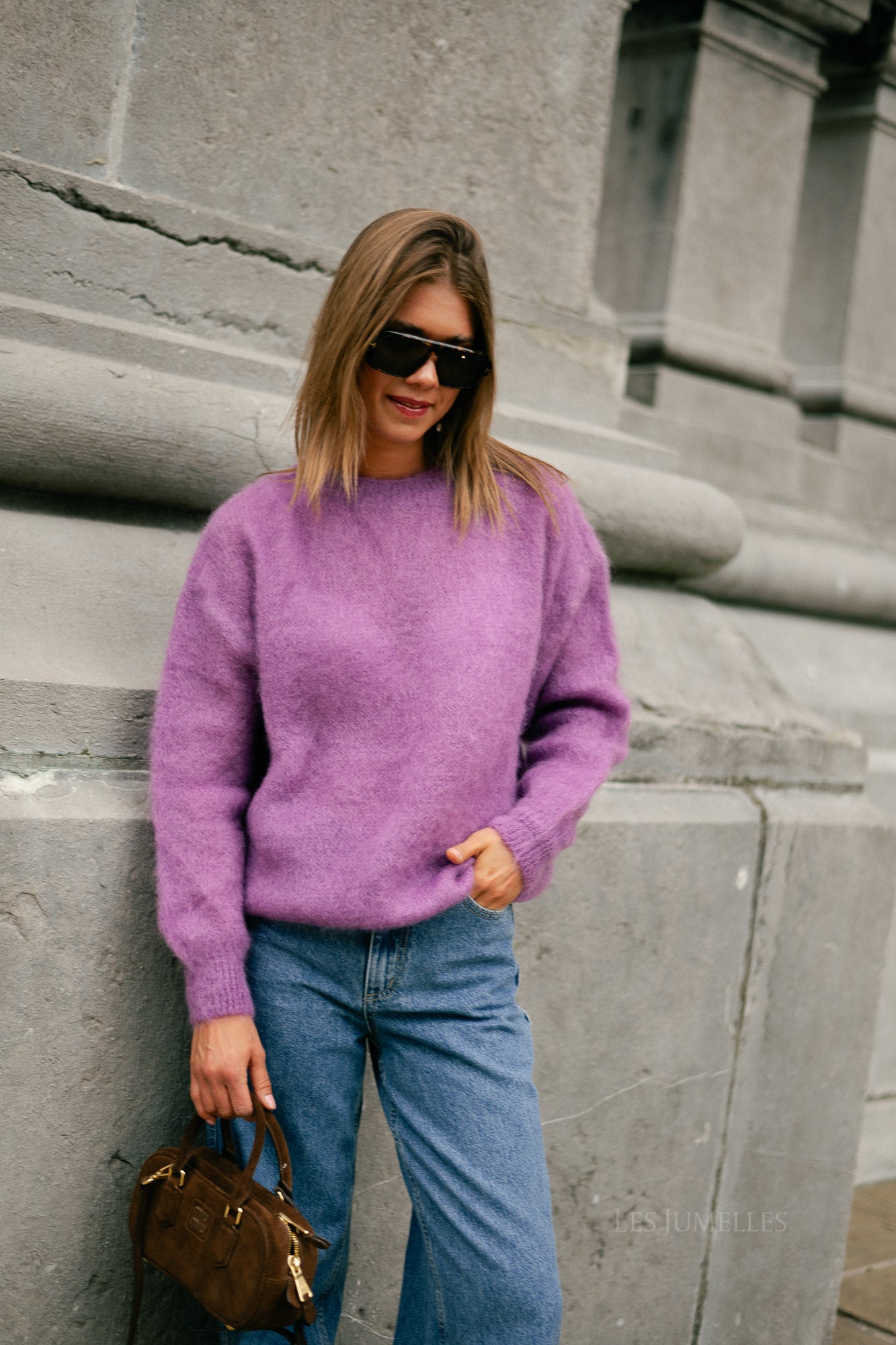Jenna LS knitted jumper mauve