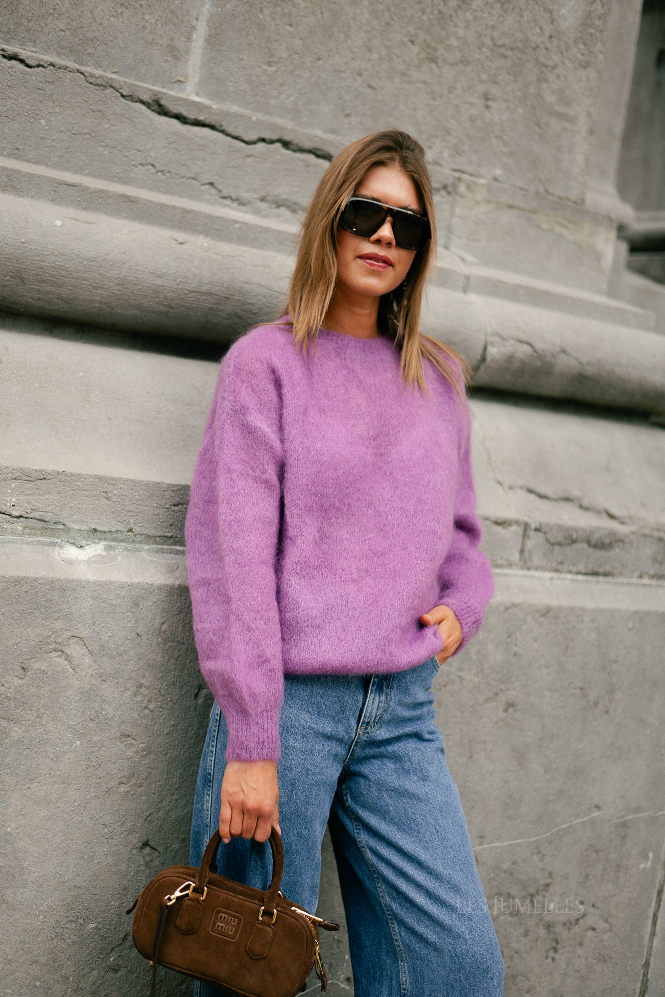 Jenna LS knitted jumper mauve