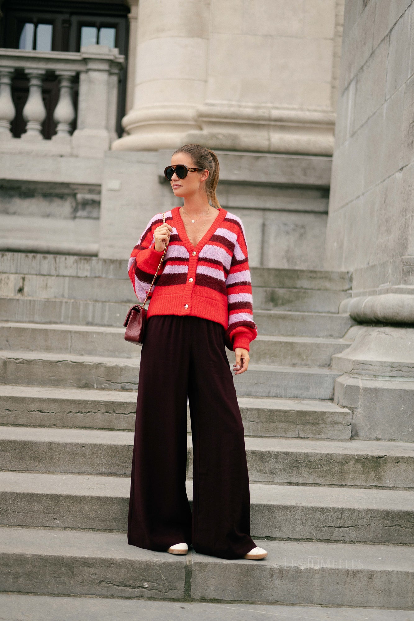 Noor cardigan stripe multi lila love