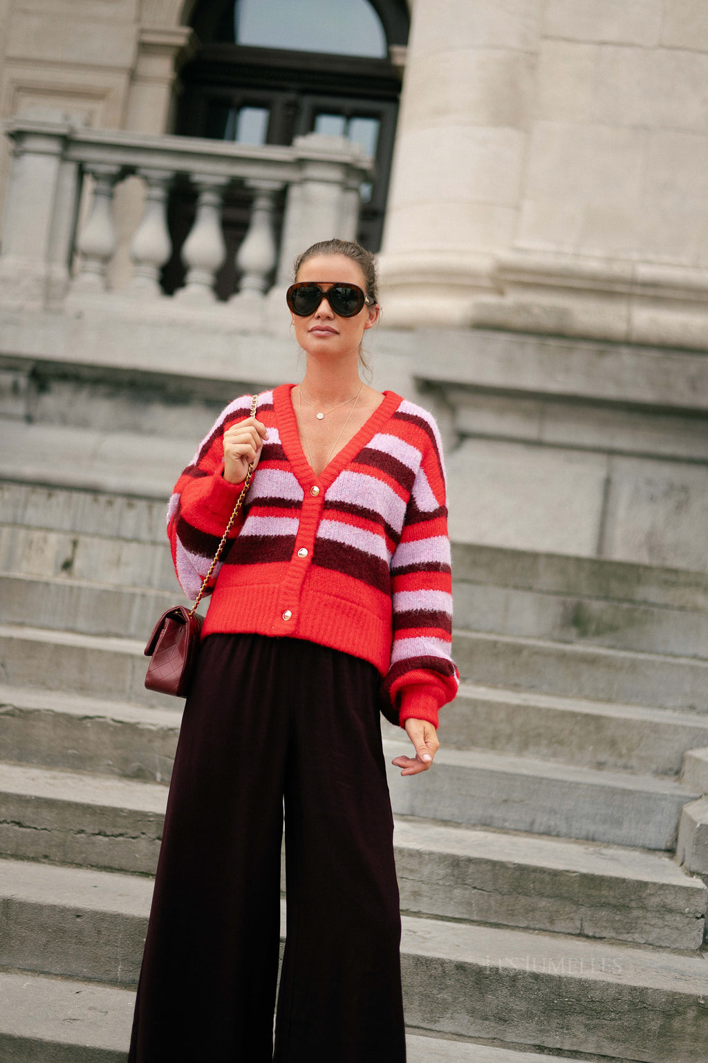 Noor cardigan stripe multi lila love