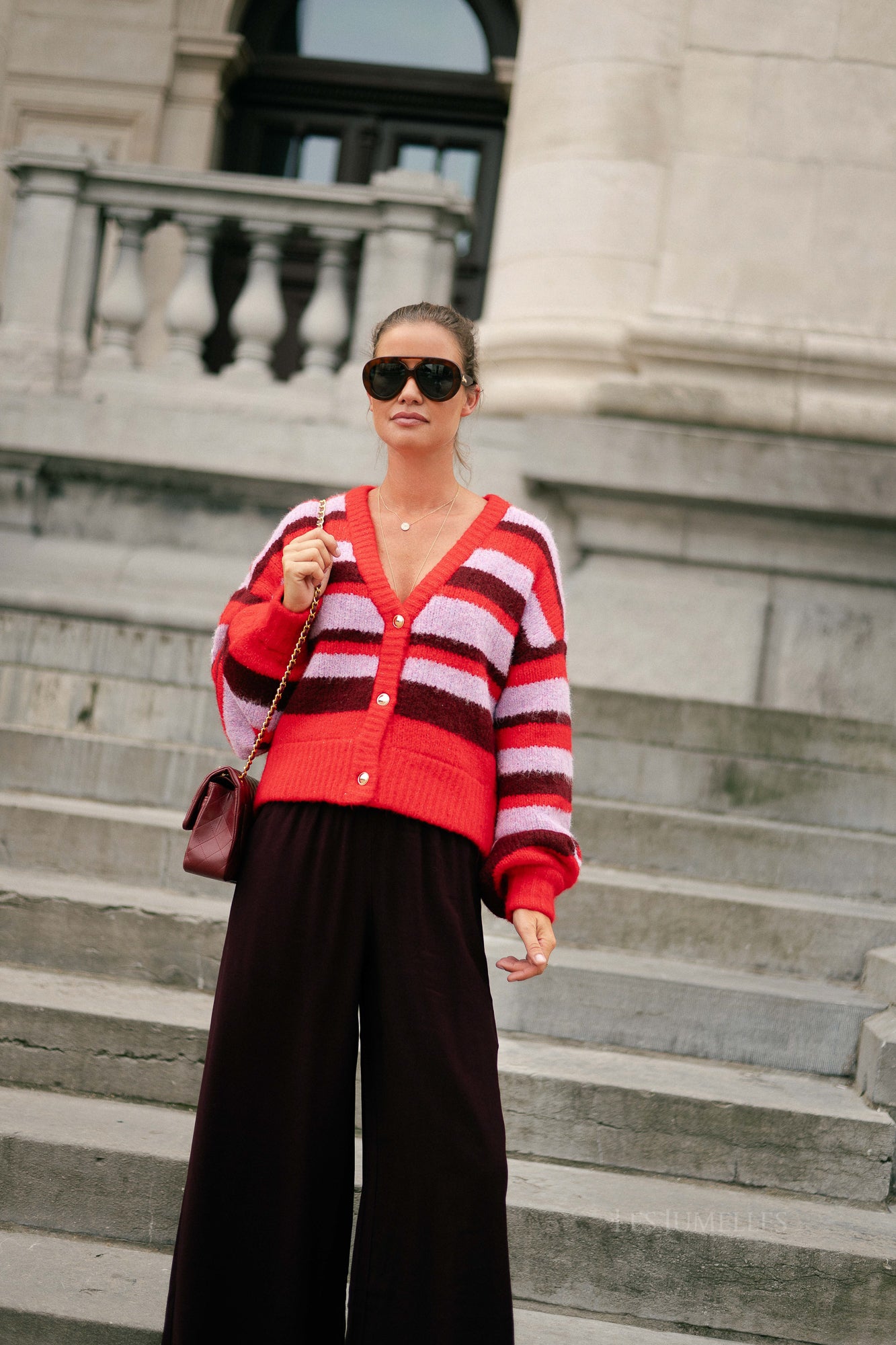 Noor cardigan stripe multi lila love