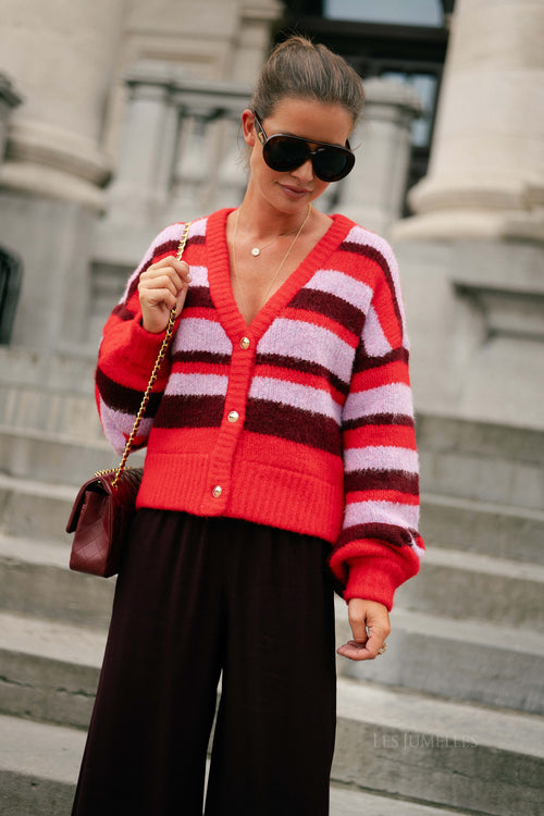Noor cardigan stripe multi lila love