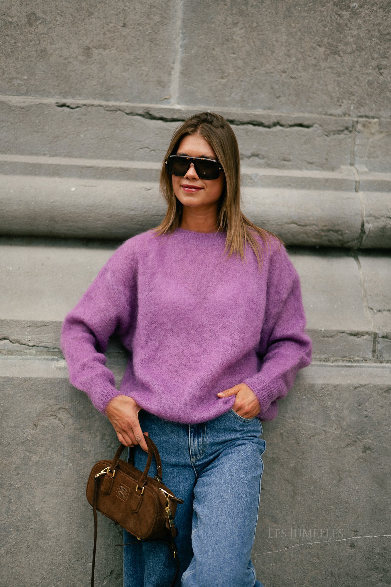 Jenna LS knitted jumper mauve