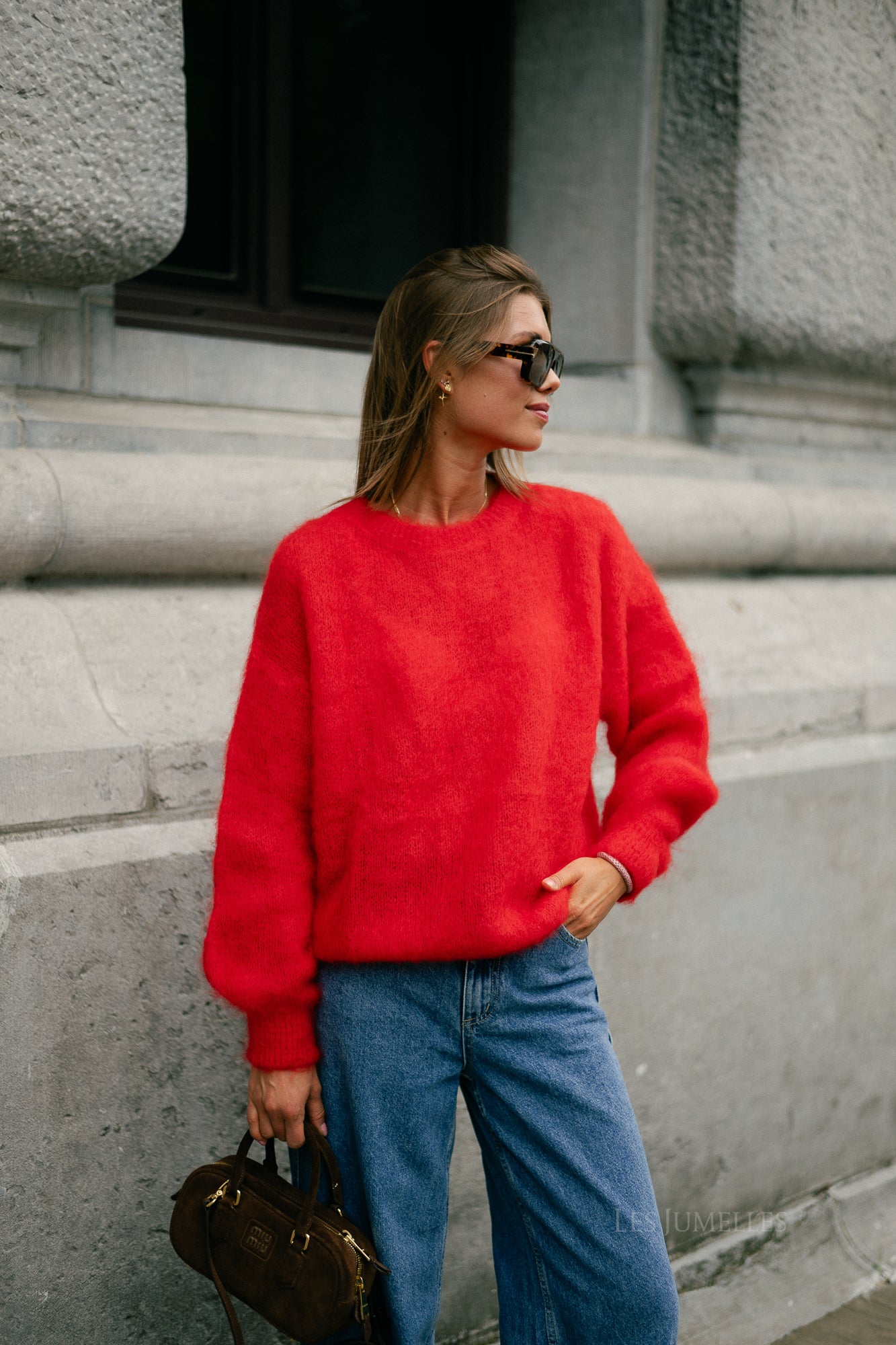 Jenna LS knitted jumper red