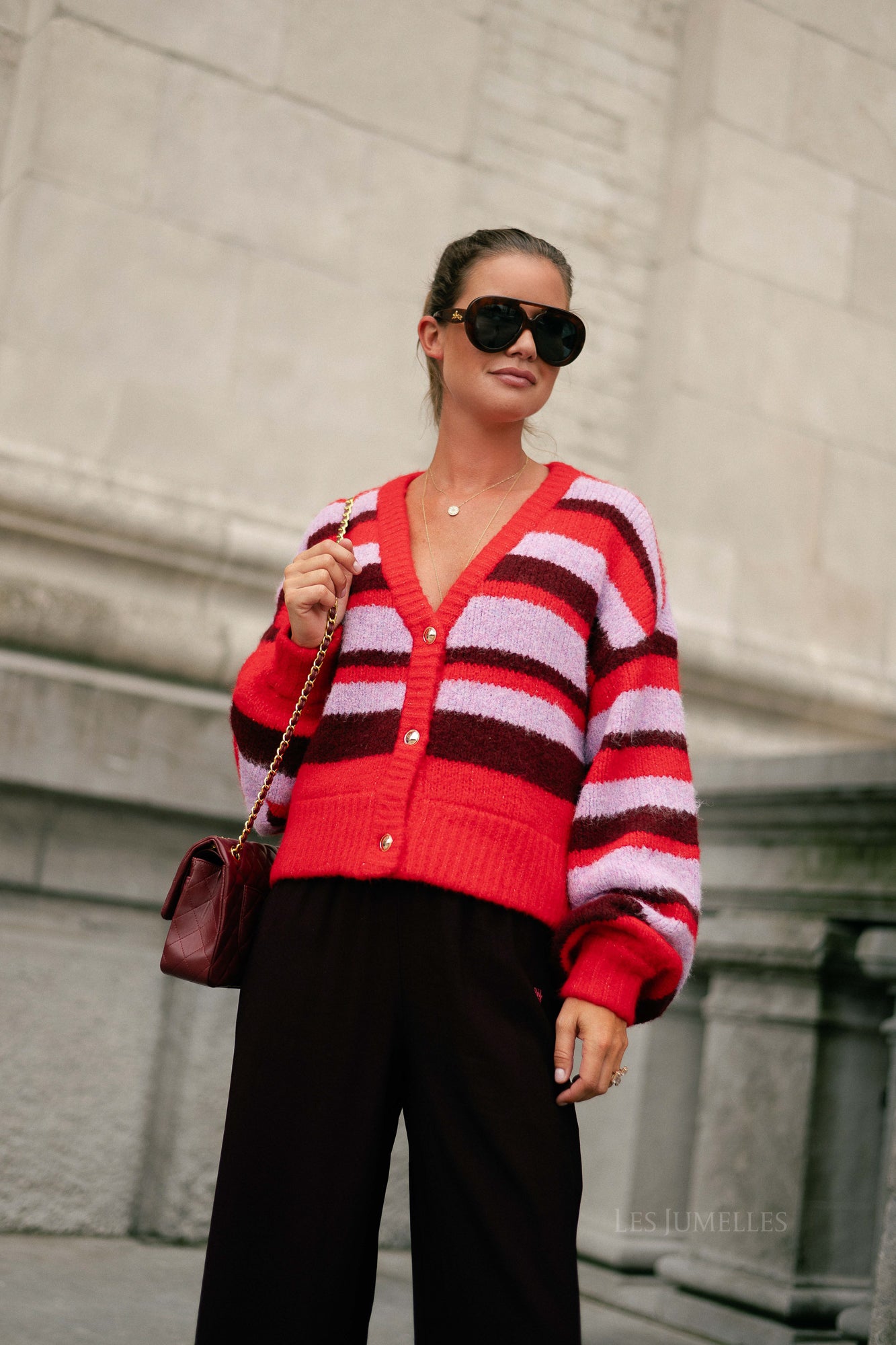 Noor cardigan stripe multi lila love