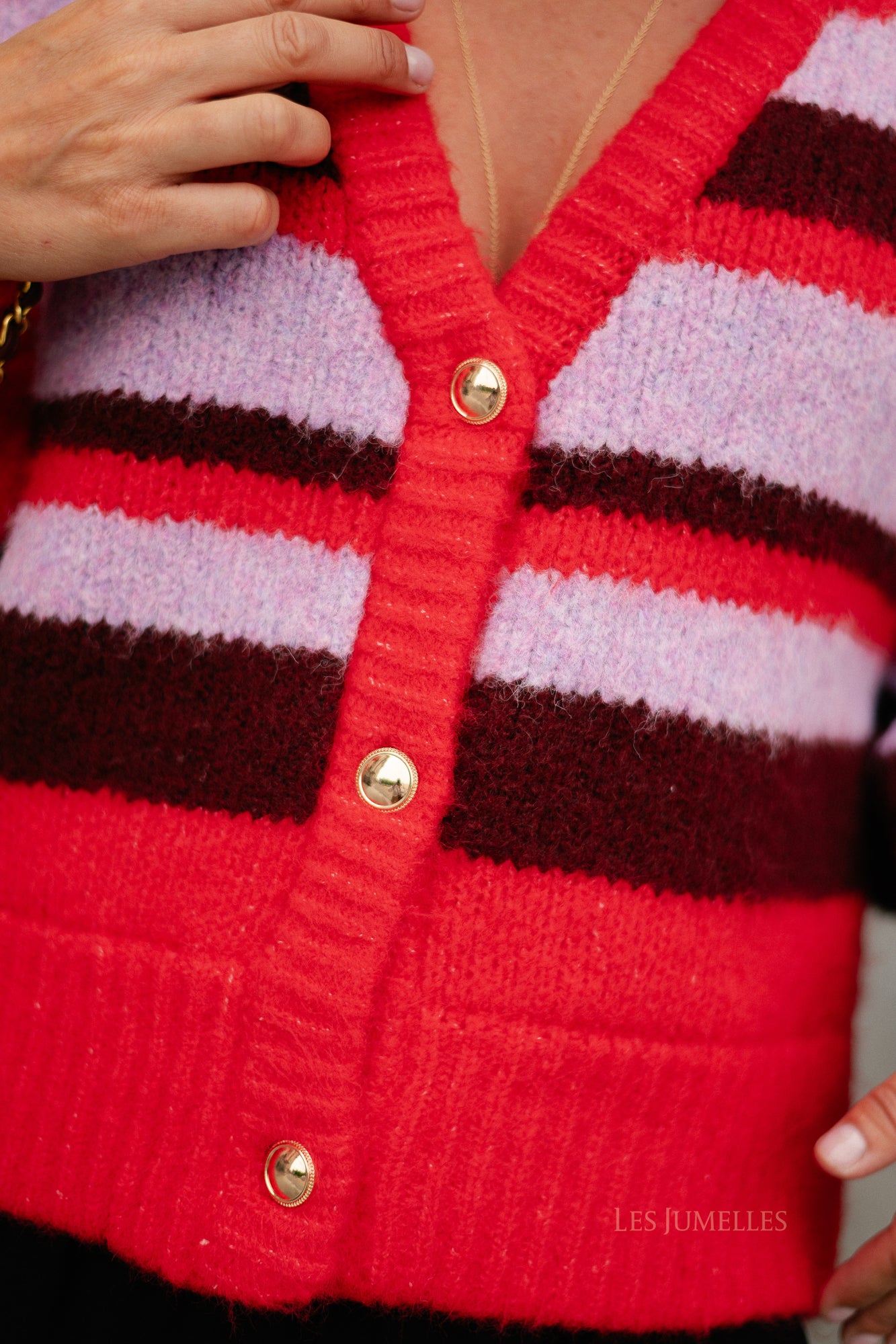 Noor cardigan stripe multi lila love