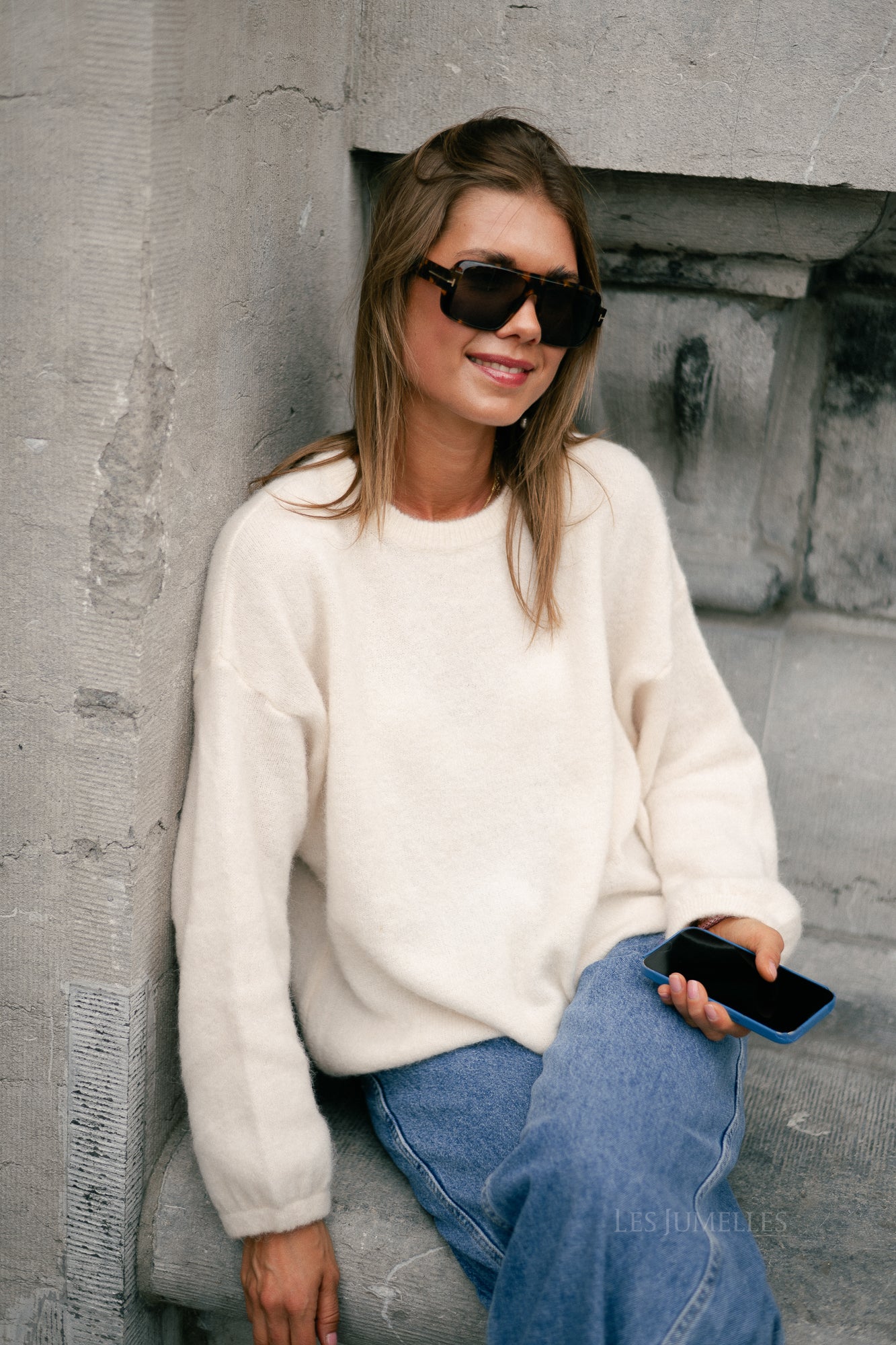 Morgane LS knitted jumper ecru