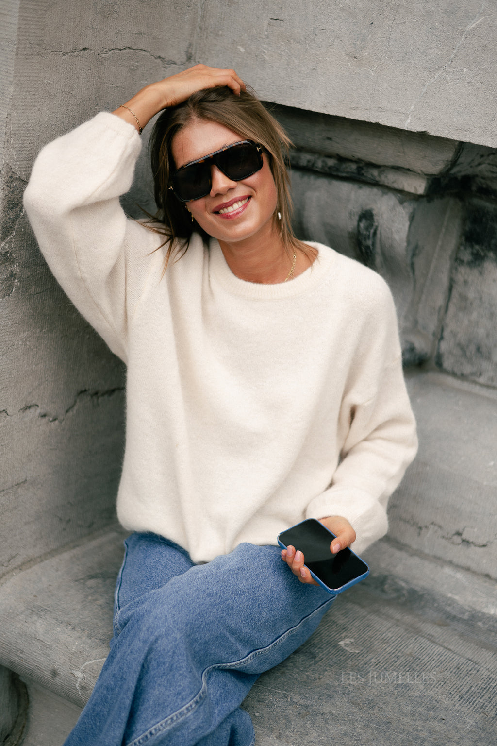 Morgane LS knitted jumper ecru
