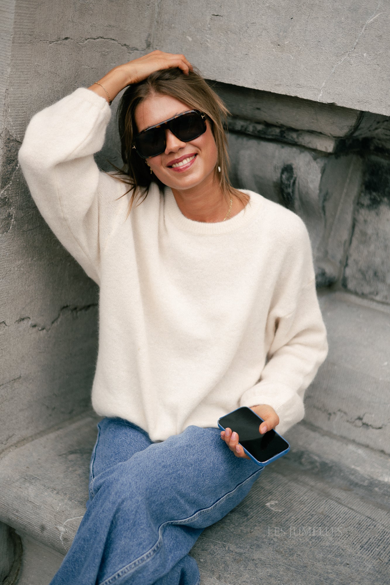 Morgane LS knitted jumper ecru