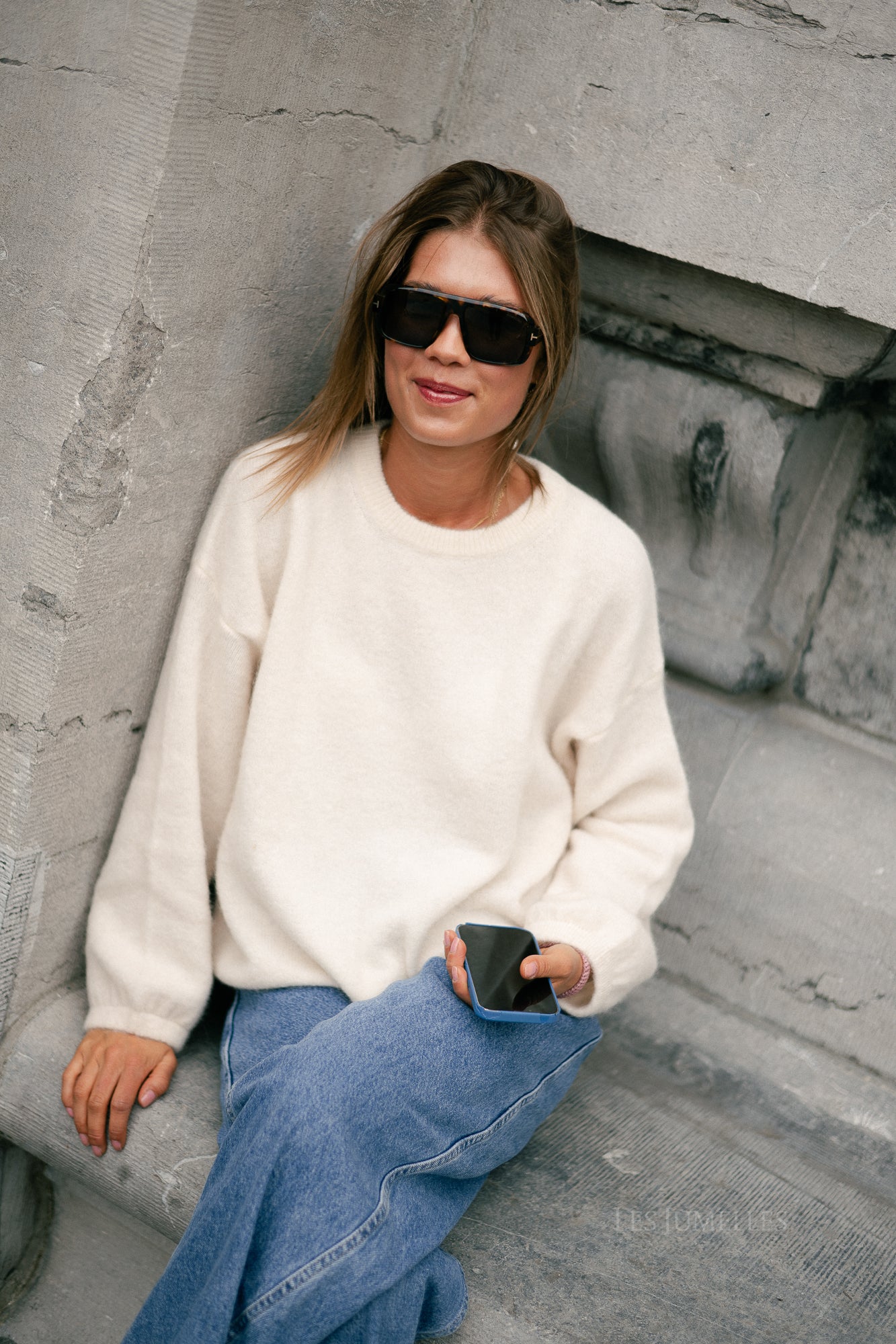 Morgane LS knitted jumper ecru