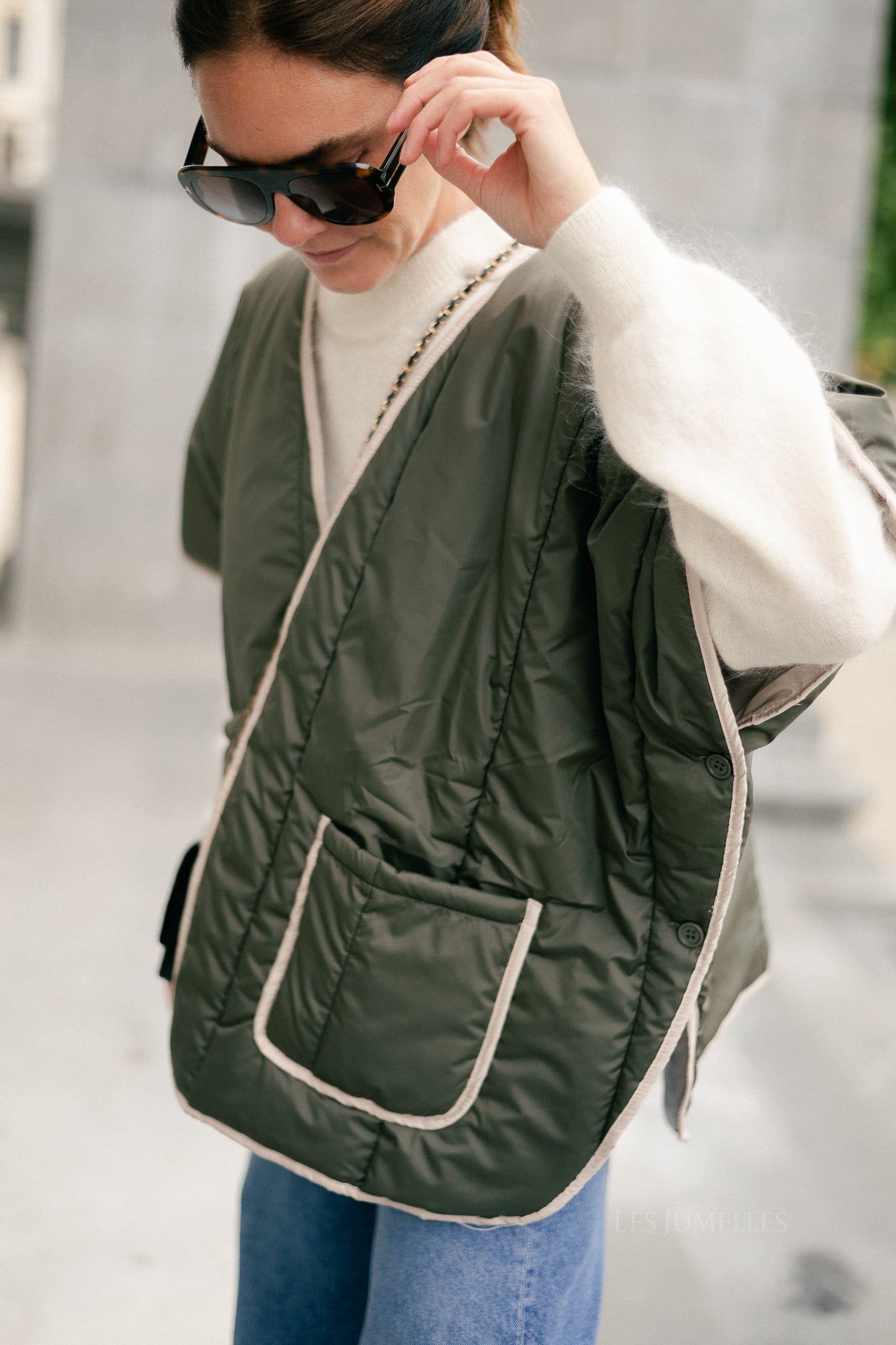 Aline cape khaki/beige