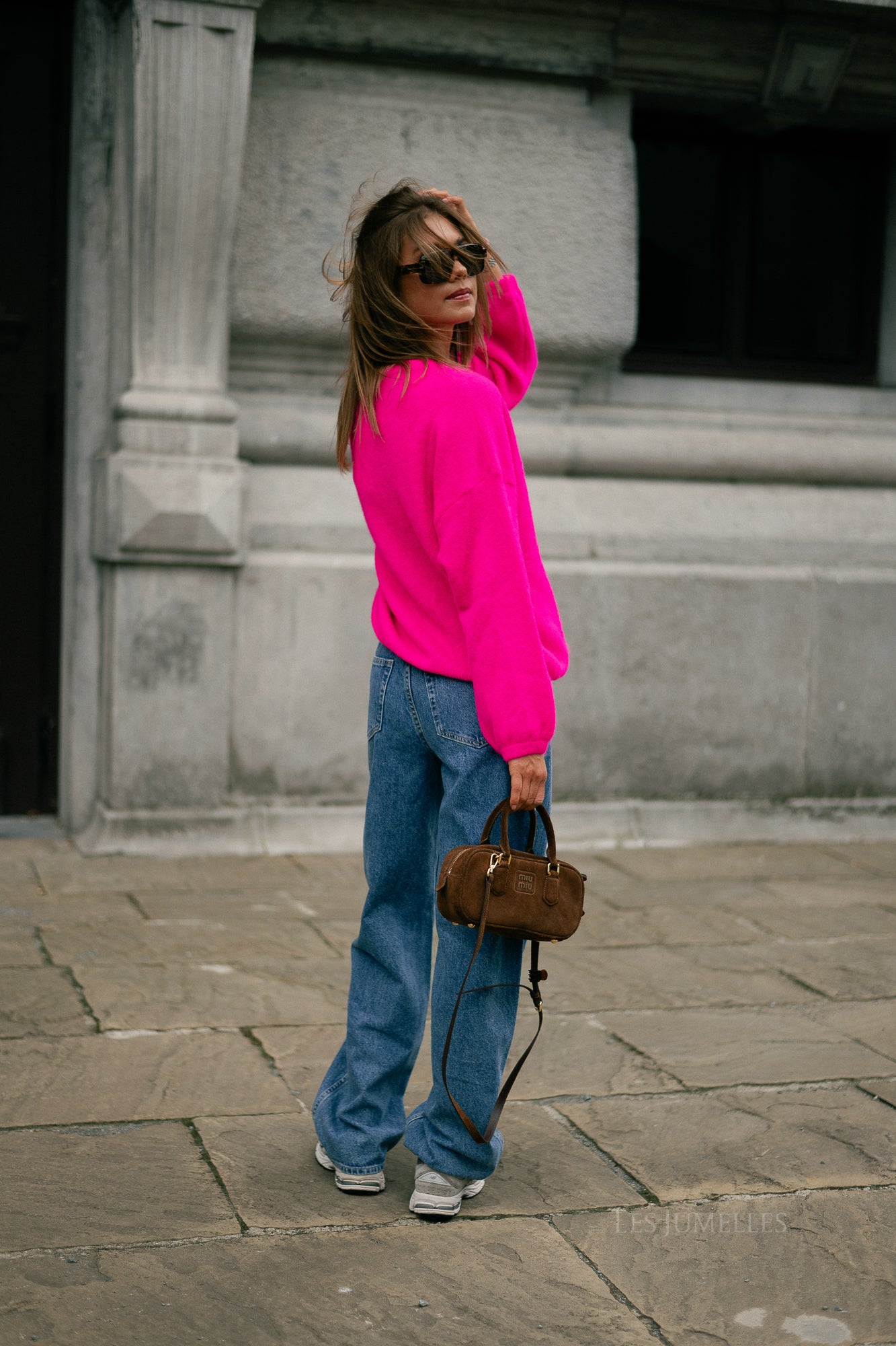 Morgane LS knitted jumper neon pink