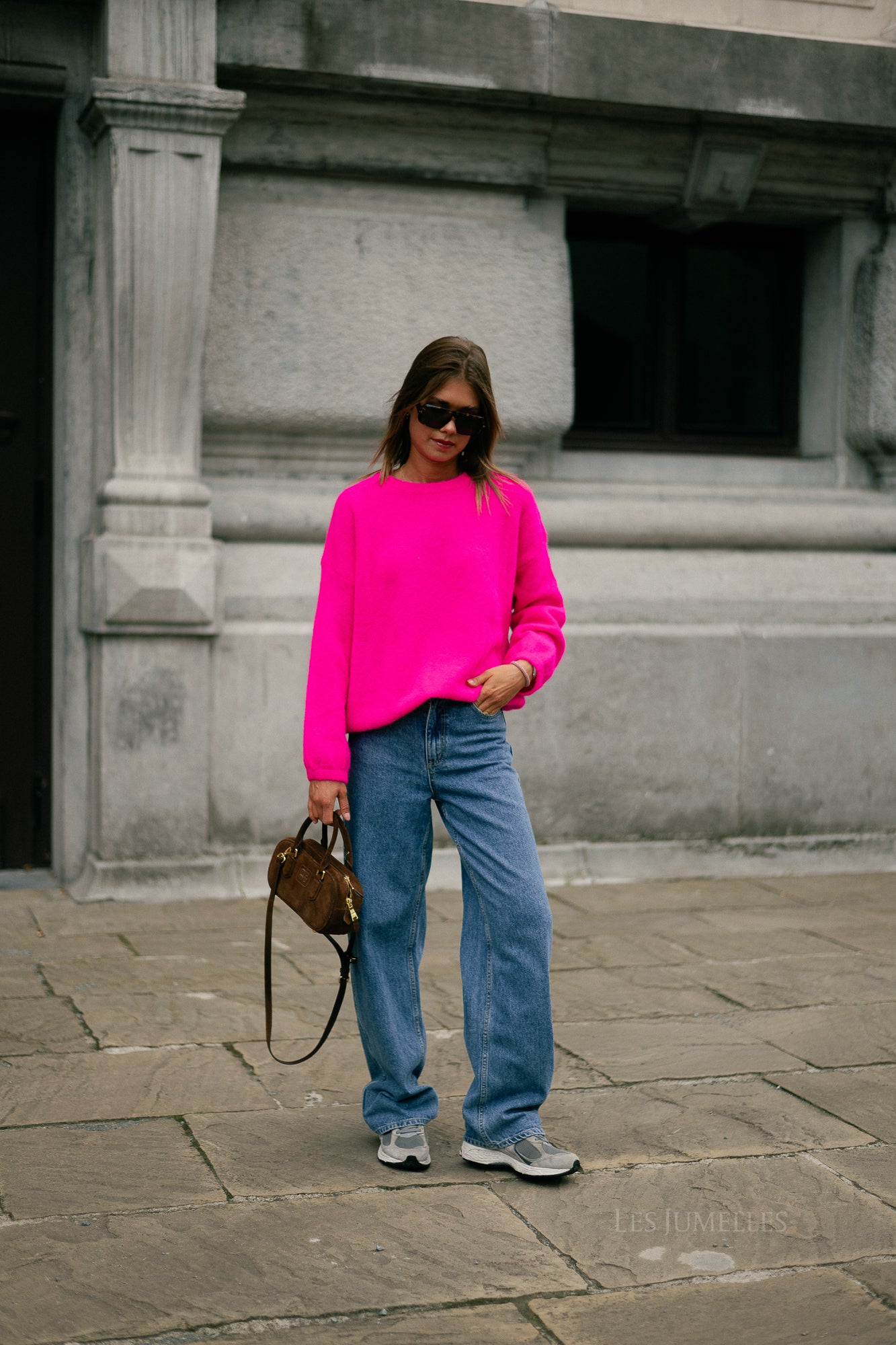 Morgane LS knitted jumper neon pink