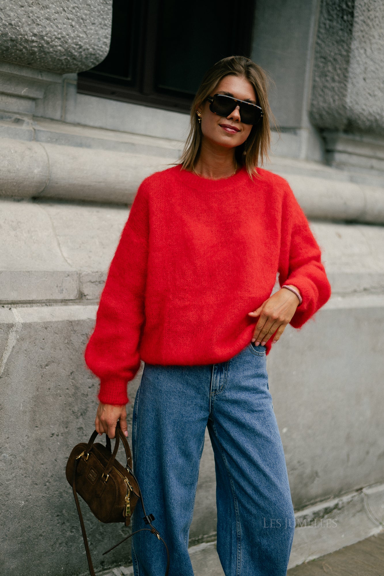 Jenna LS knitted jumper red