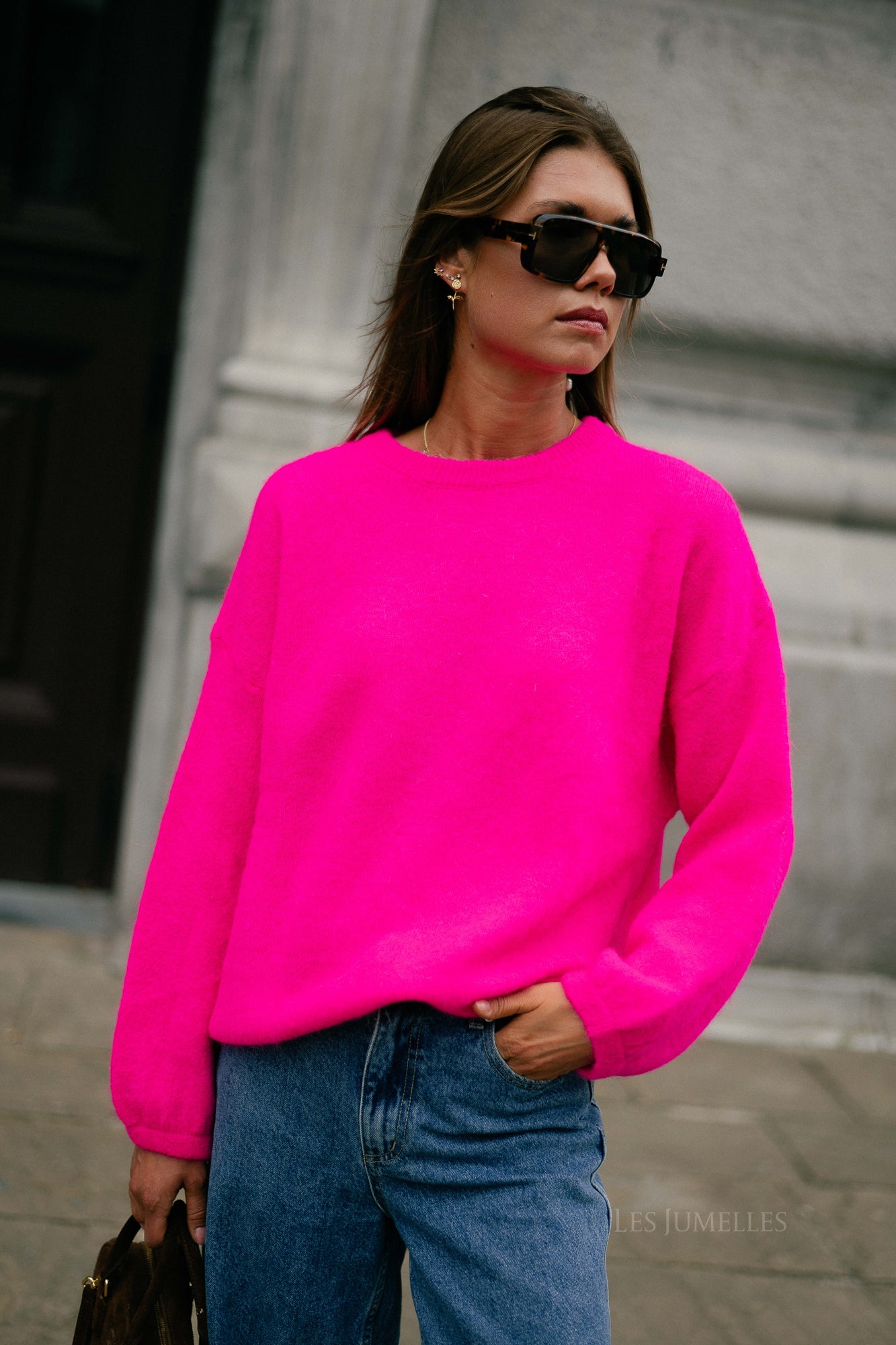 Morgane LS knitted jumper neon pink
