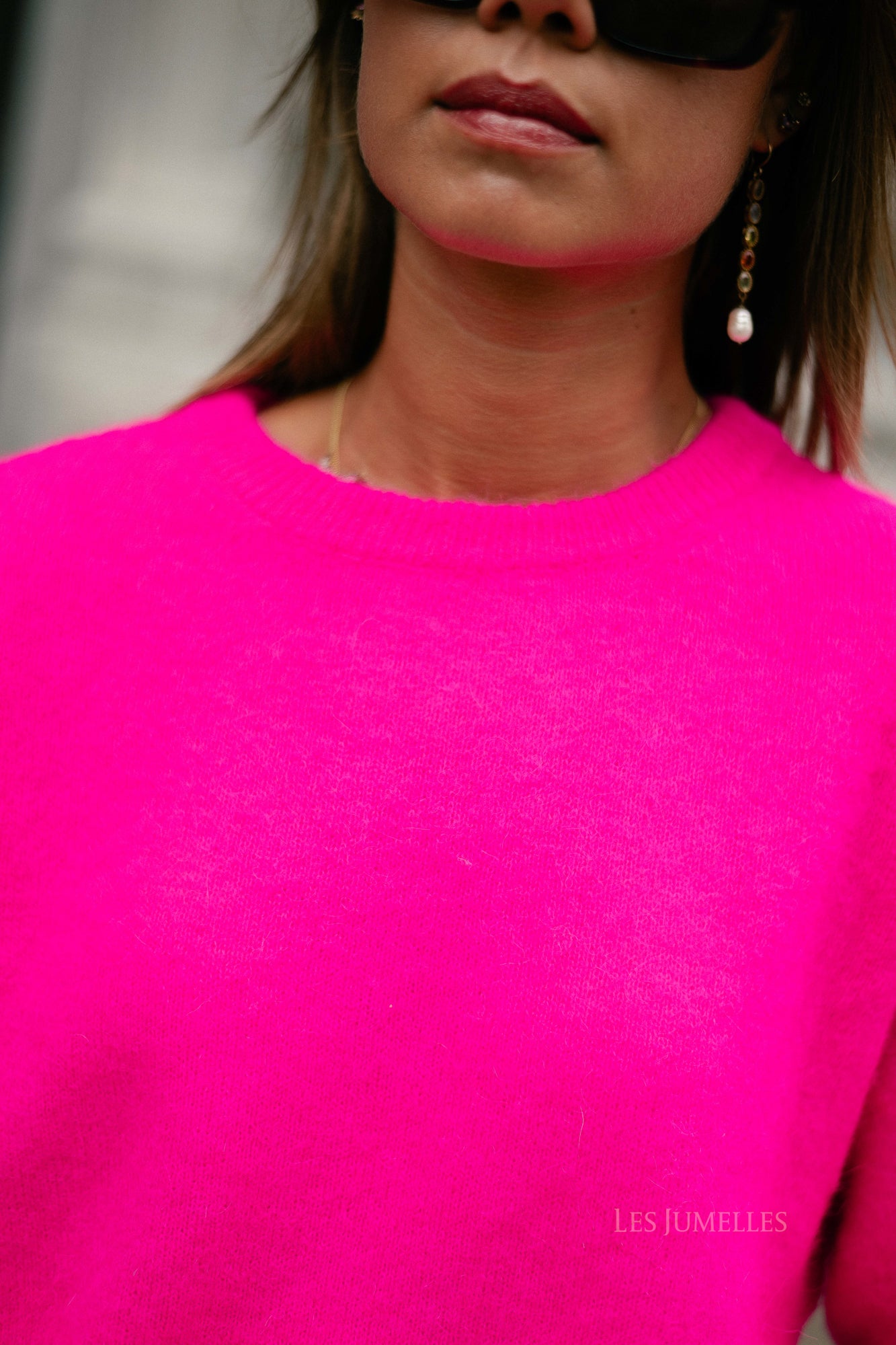 Morgane LS knitted jumper neon pink
