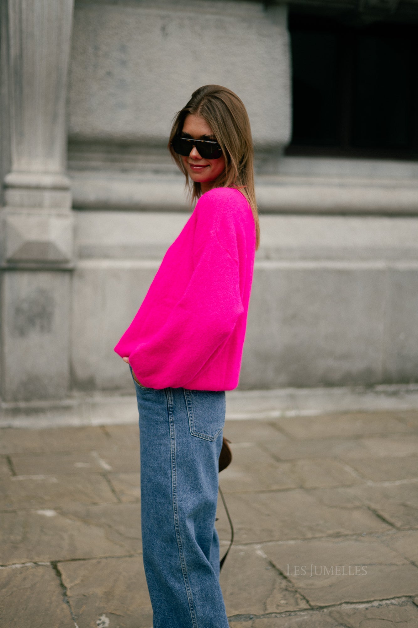 Morgane LS knitted jumper neon pink