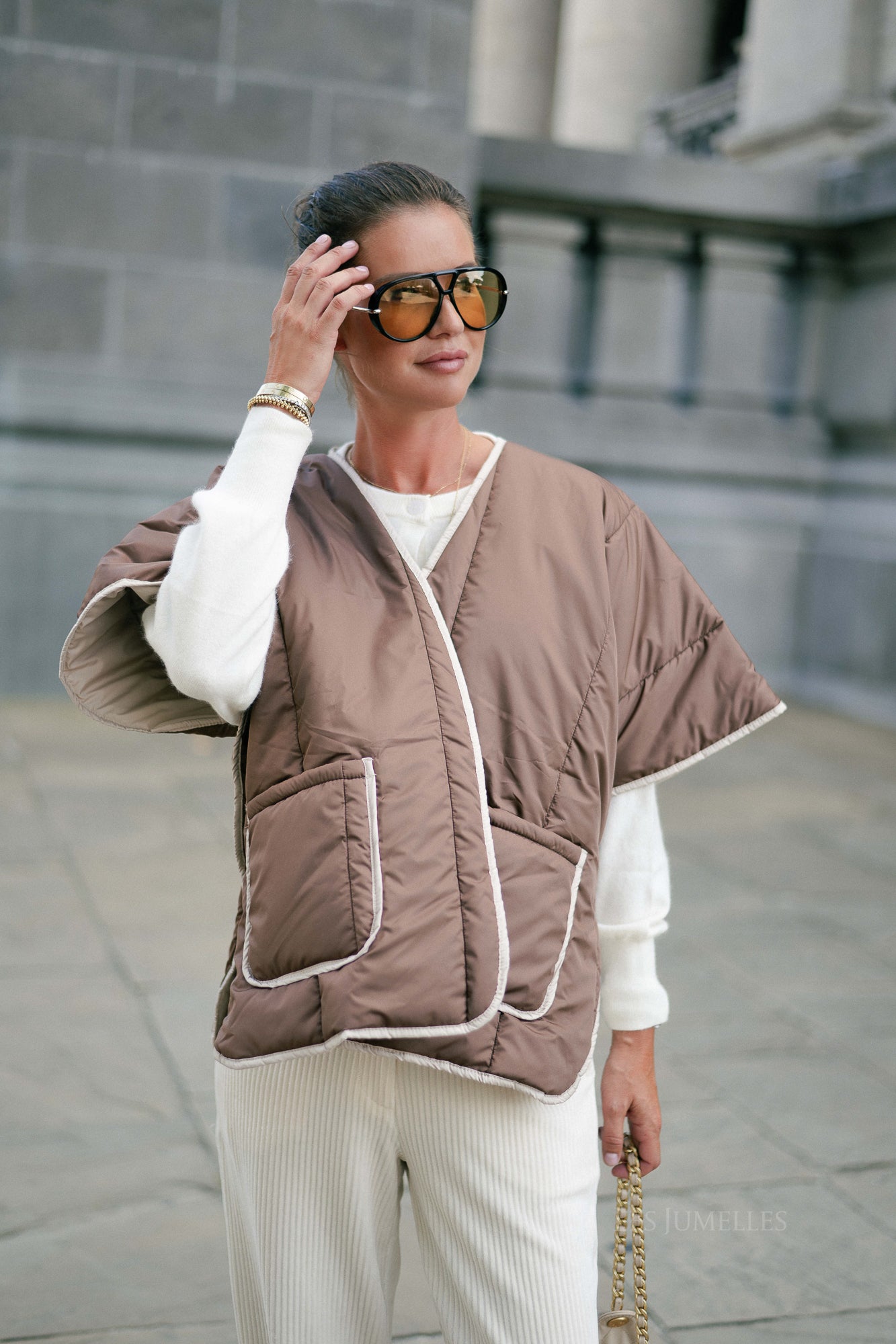 Aline cape brown/beige